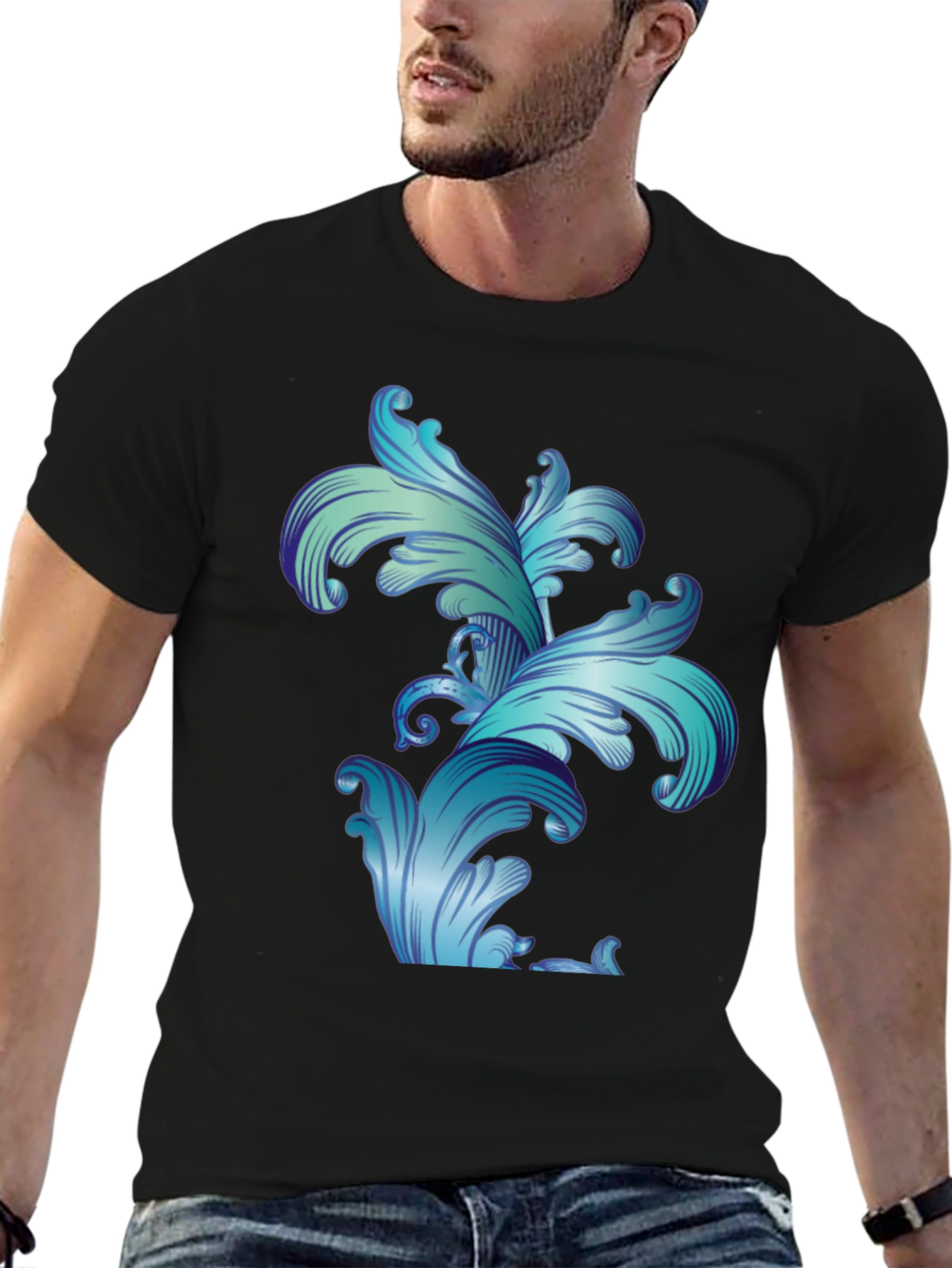 Baroque Flourish Graphic Black T-Shirt
