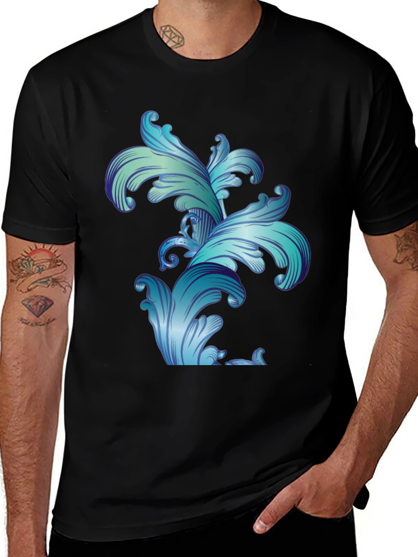 Baroque Flourish Graphic Black T-Shirt