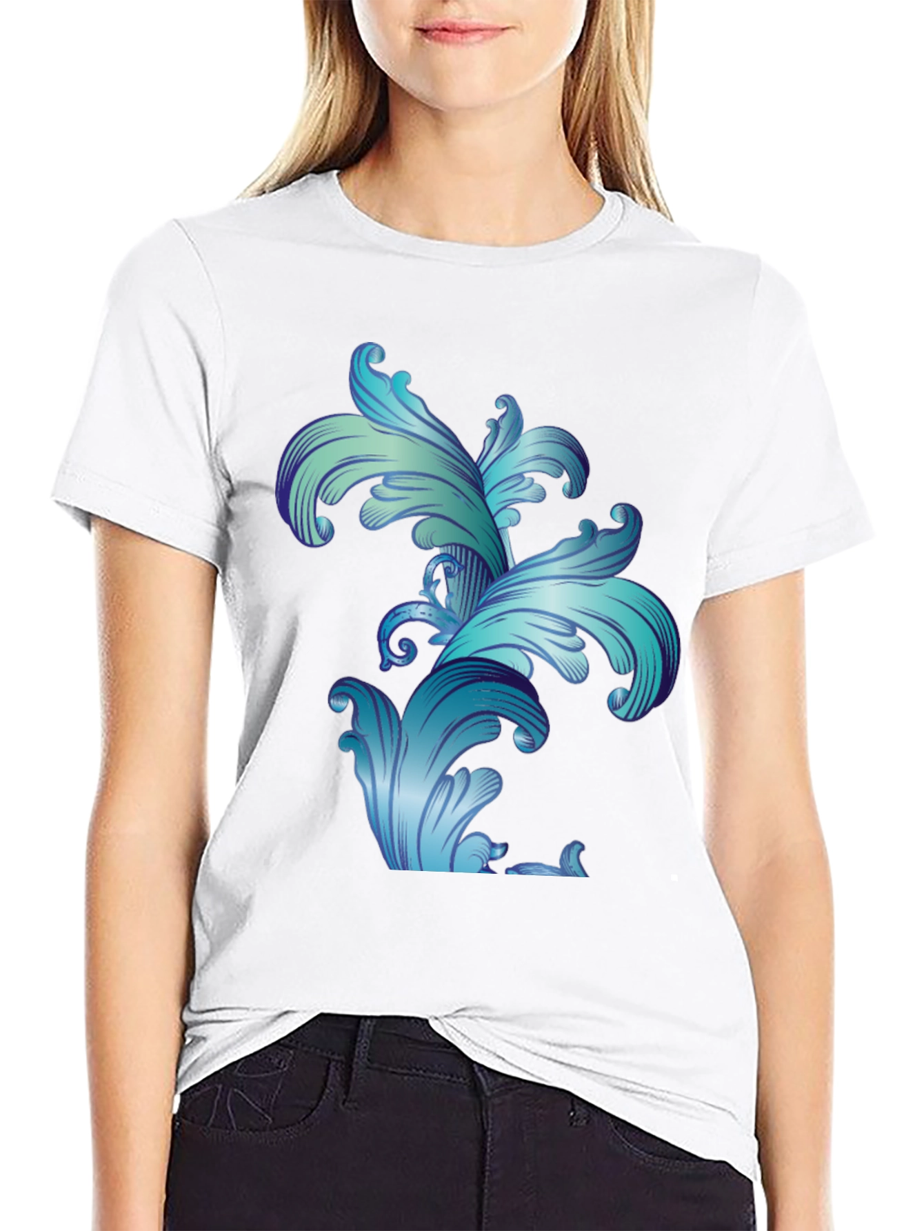 Baroque Flourish Graphic Black T-Shirt