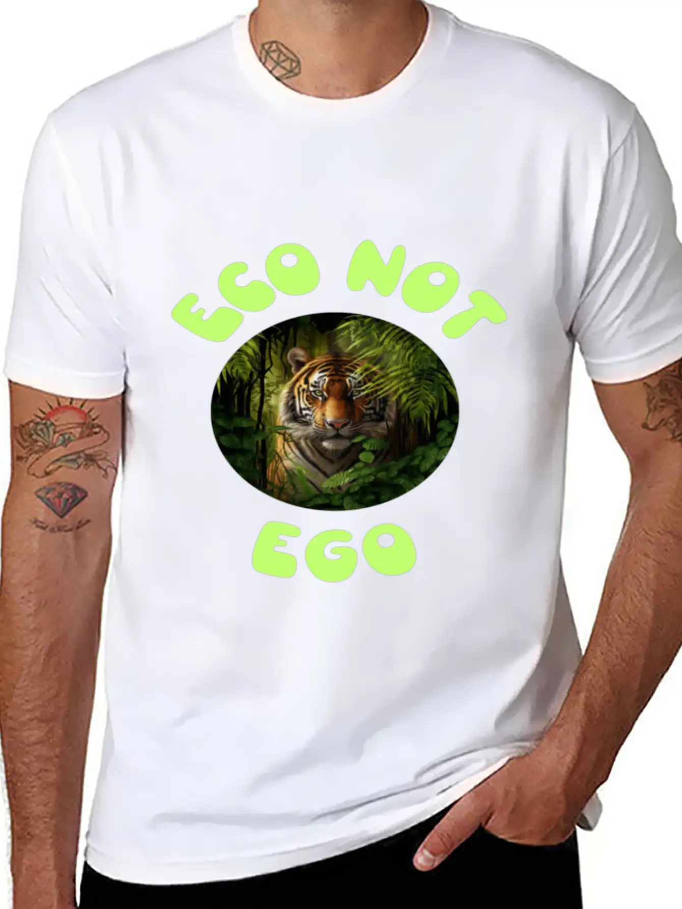 Eco Not Ego Climate Change Design12 Unisex Short Sleeve Soft Cotton T-Shirt – Casual Everyday Wear