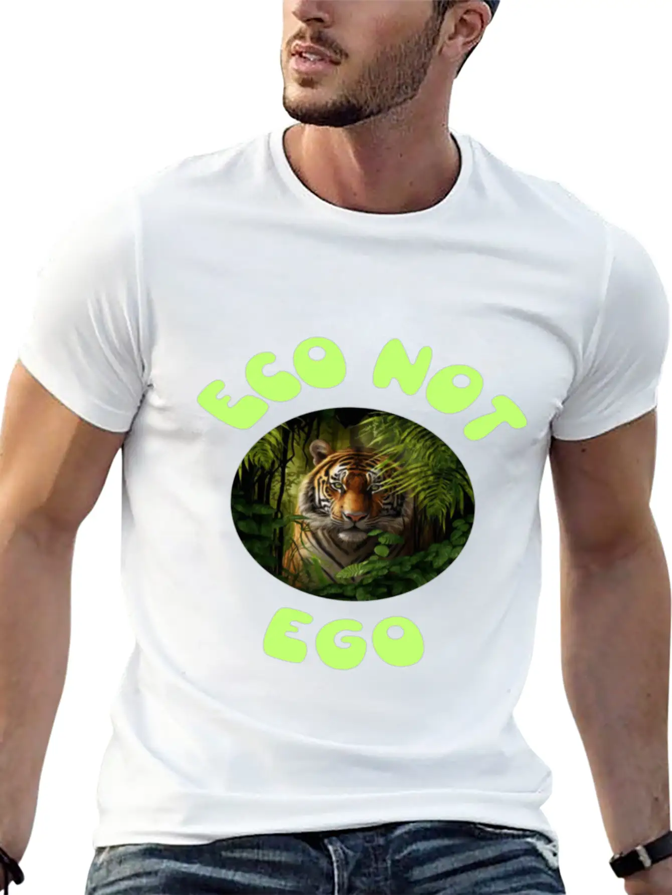 Eco Not Ego Climate Change Design12 Unisex Short Sleeve Soft Cotton T-Shirt – Casual Everyday Wear