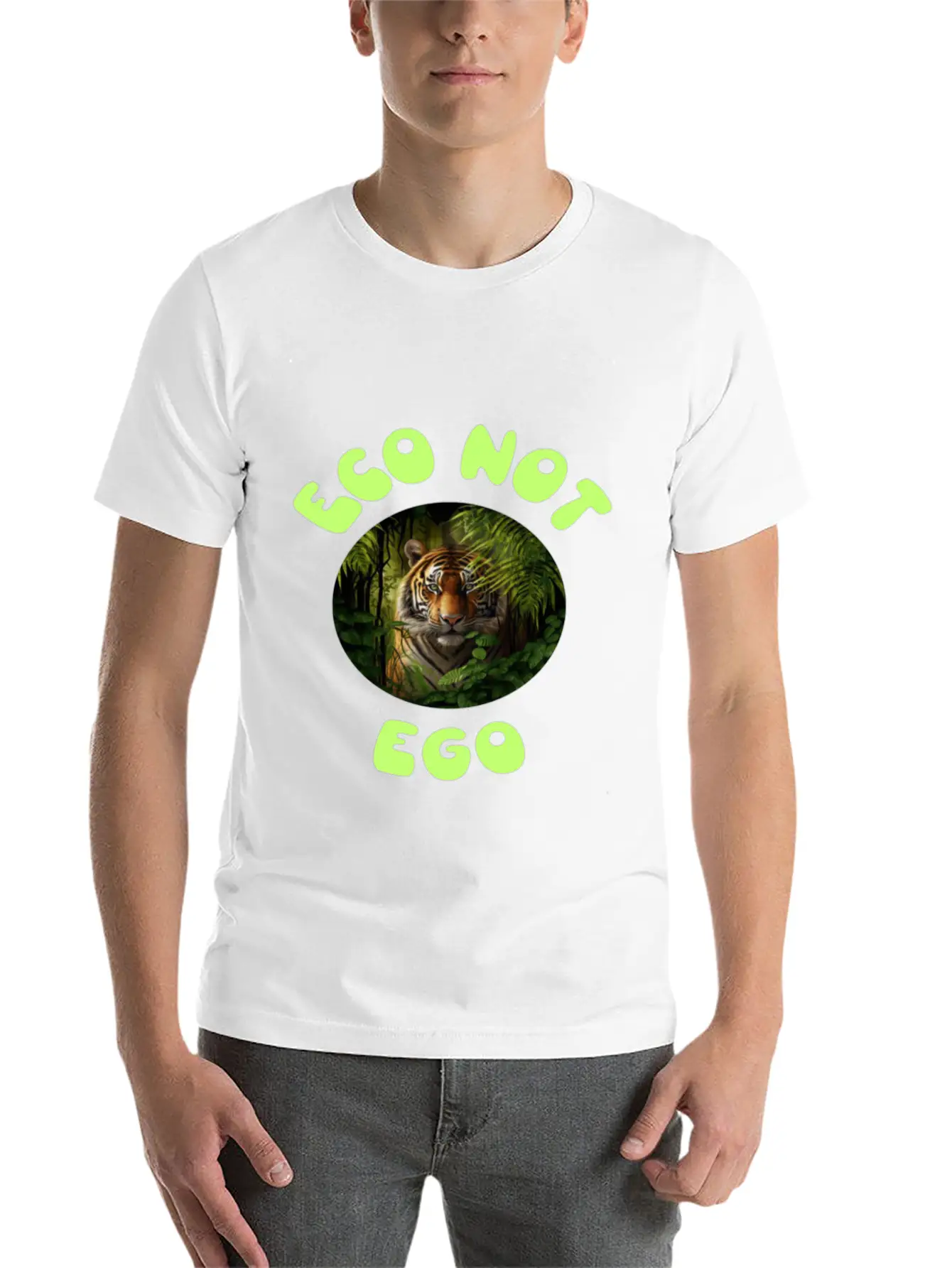 Eco Not Ego Climate Change Design12 Unisex Short Sleeve Soft Cotton T-Shirt – Casual Everyday Wear
