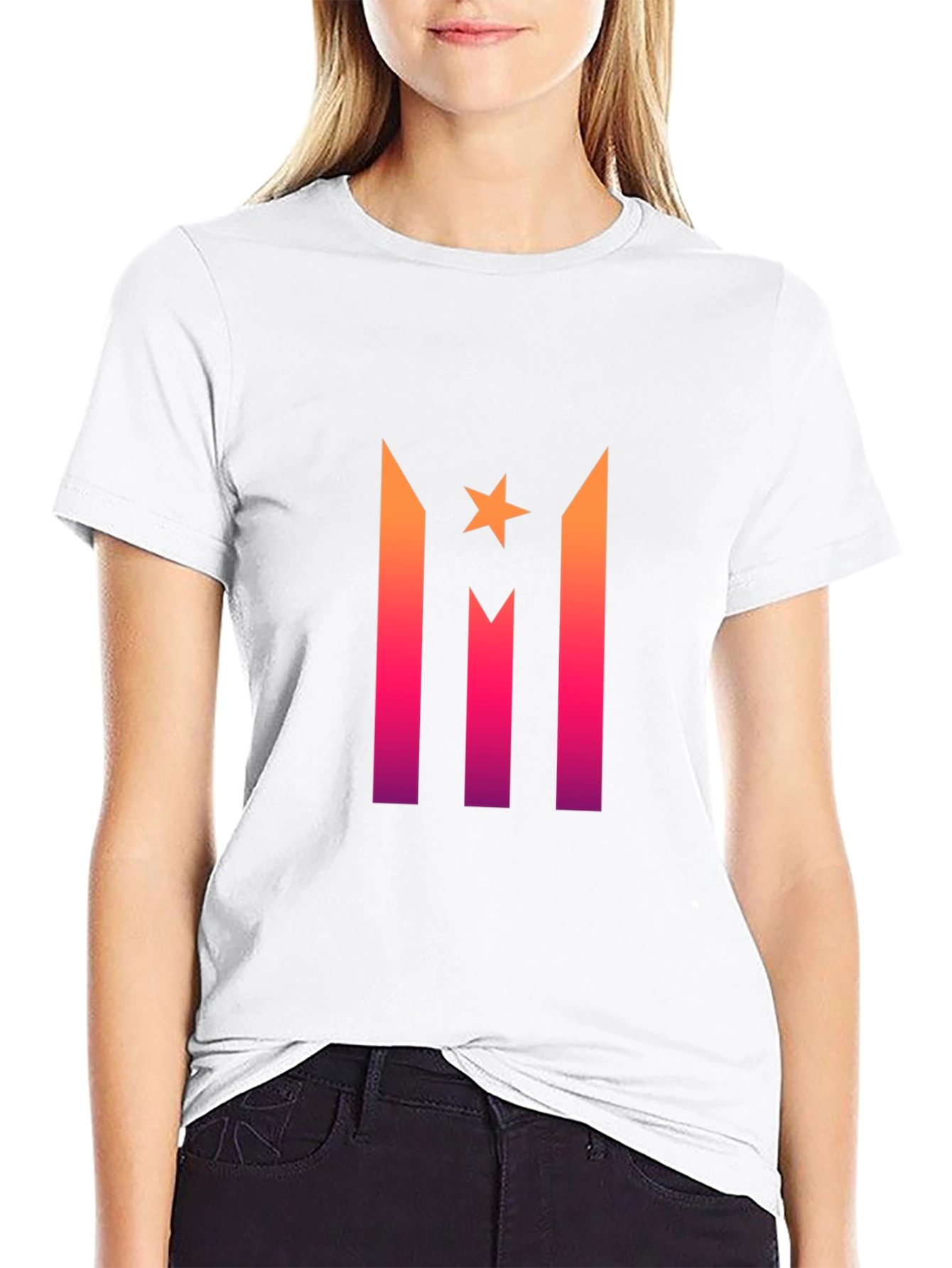 Gradient Star Graphic Black T-Shirt