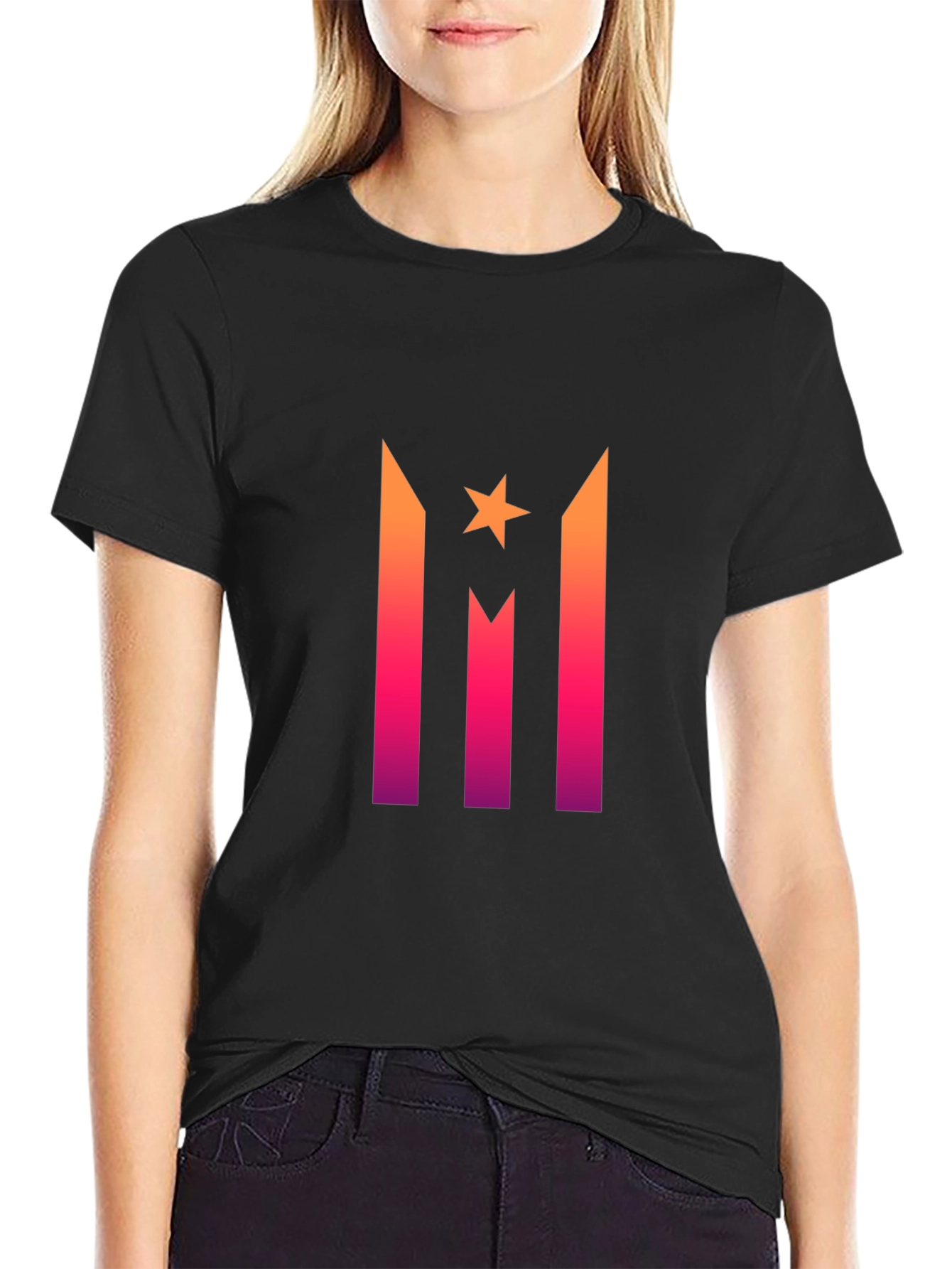 Gradient Star Graphic Black T-Shirt