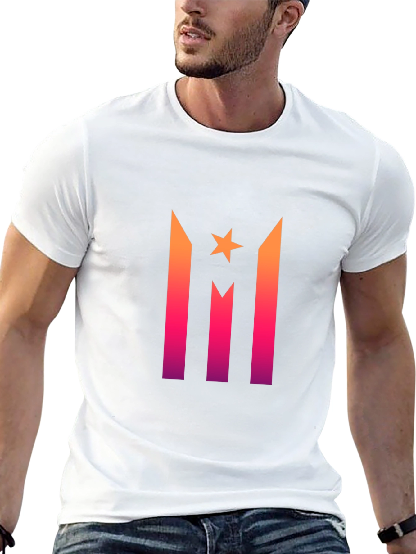 Gradient Star Graphic Black T-Shirt