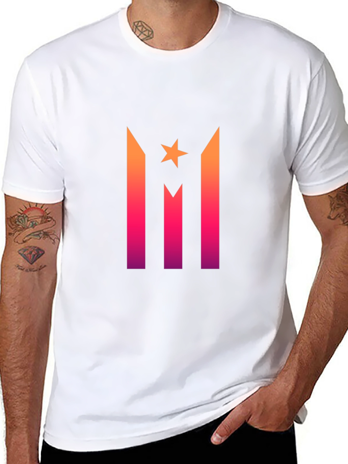 Gradient Star Graphic Black T-Shirt