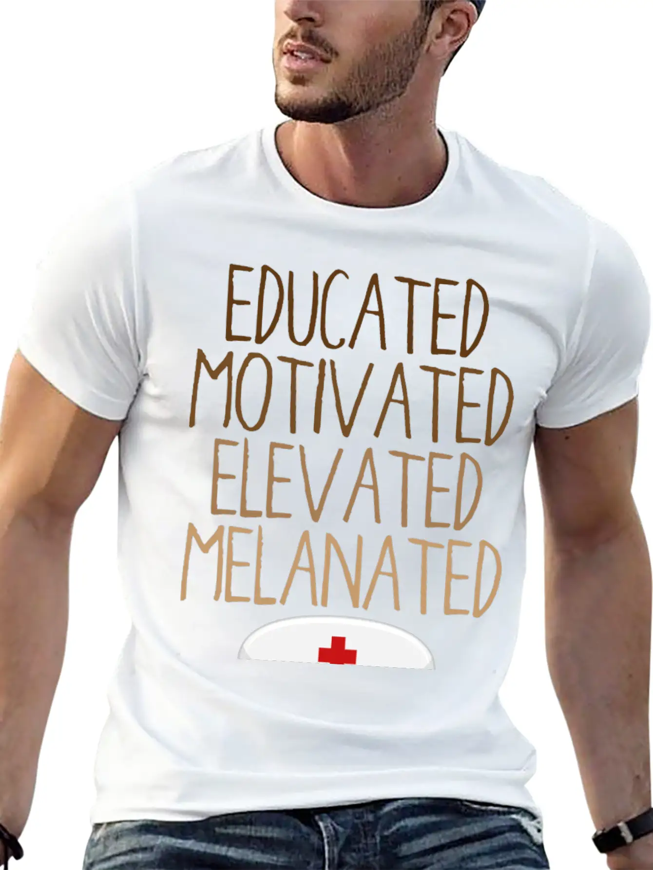 Educated Motivated Elevated Melanated African Unisex Short Sleeve Soft Cotton T-Shirt – Casual Everyday Wear