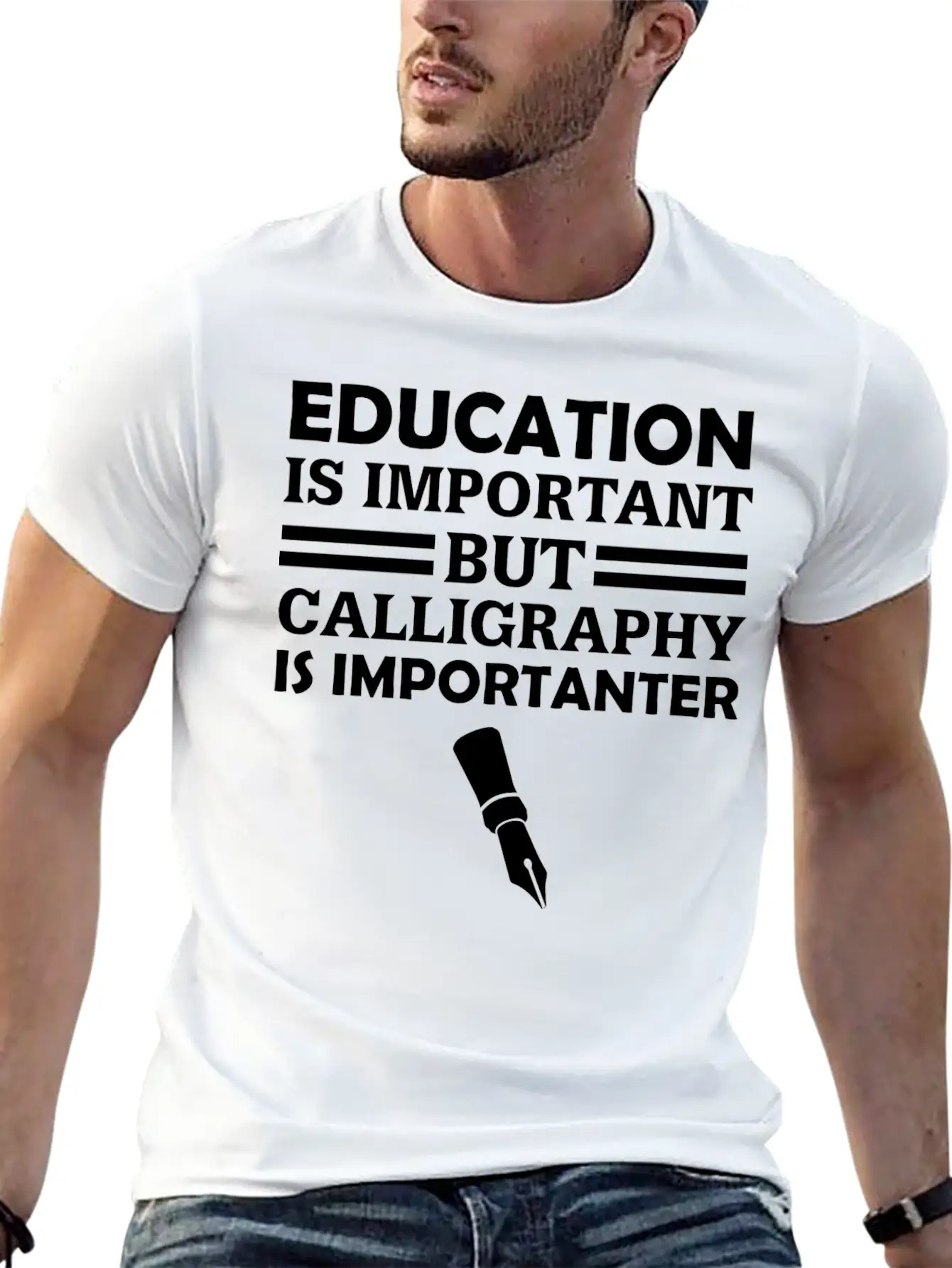 Education Is Important But Calligraphy Is Importan Unisex Short Sleeve Soft Cotton T-Shirt – Casual Everyday Wear