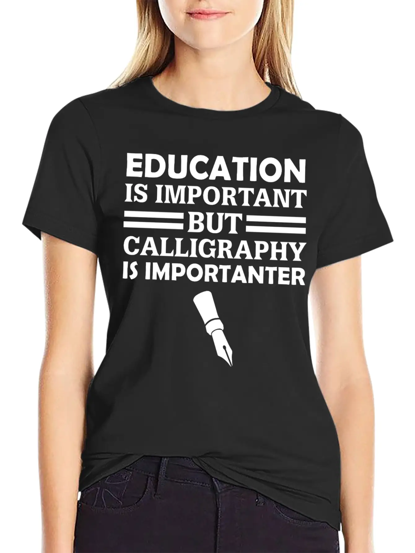 Education Is Important But Calligraphy Is Importan Unisex Short Sleeve Soft Cotton T-Shirt – Casual Everyday Wear