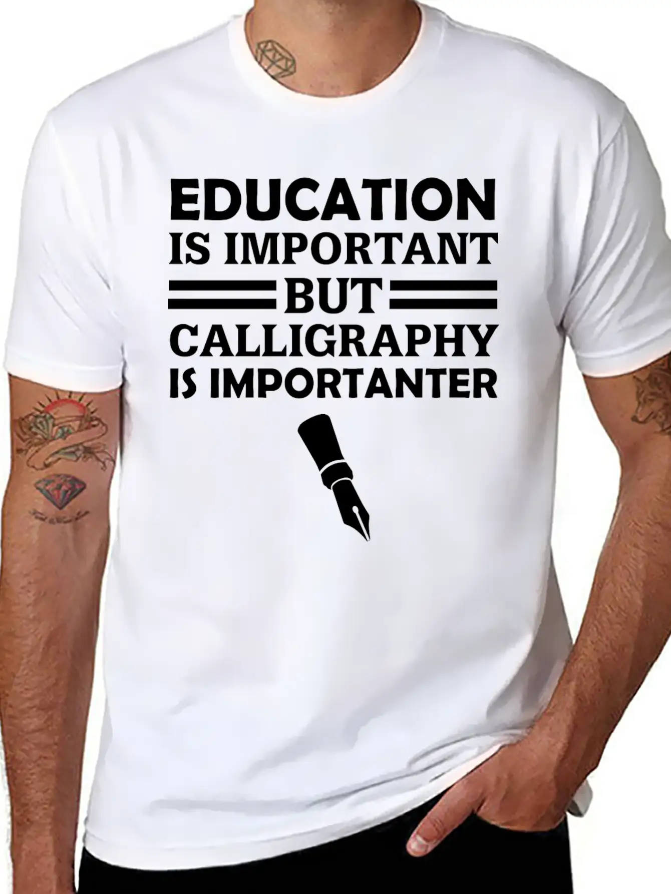 Education Is Important But Calligraphy Is Importan Unisex Short Sleeve Soft Cotton T-Shirt – Casual Everyday Wear