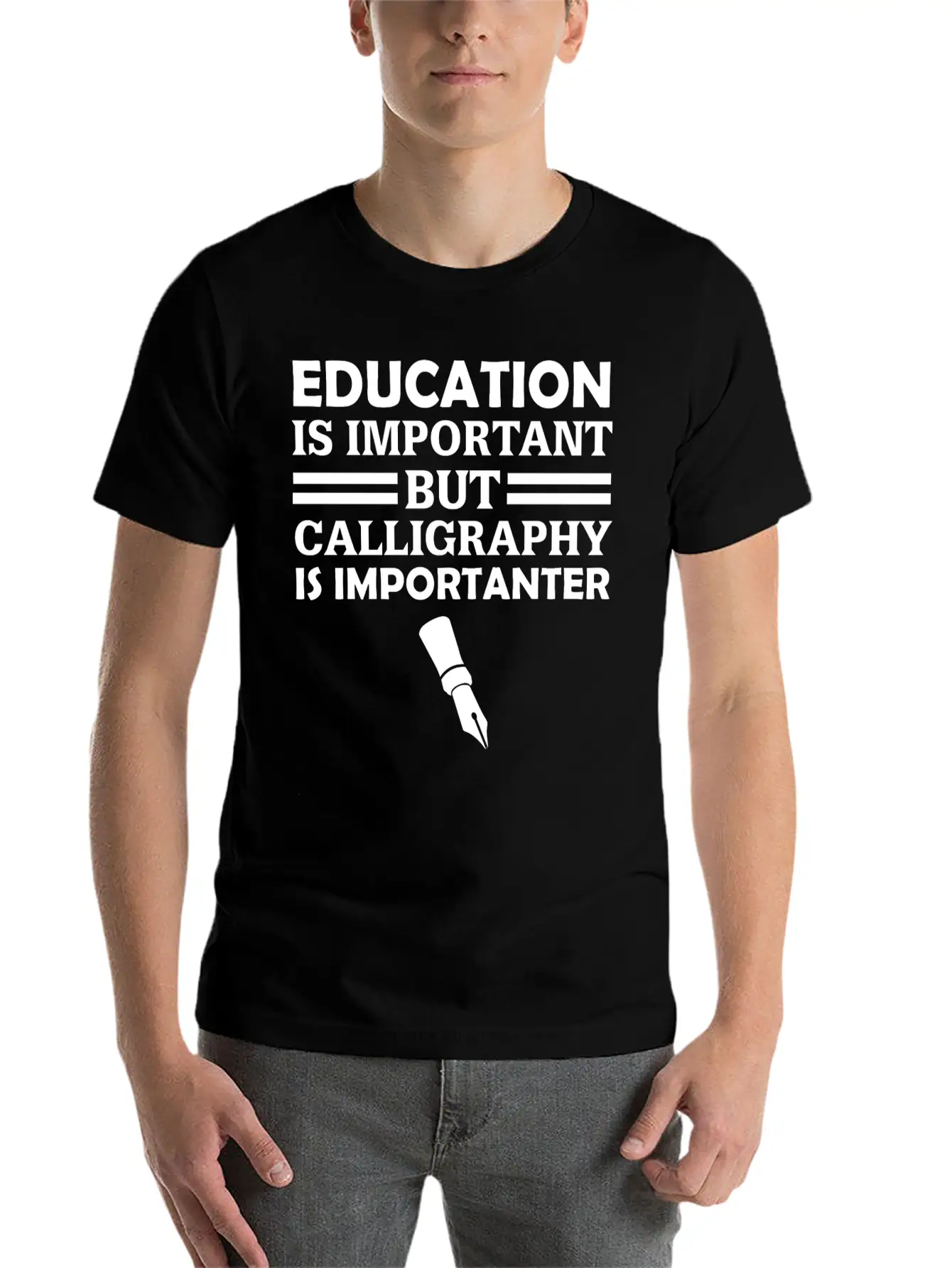 Education Is Important But Calligraphy Is Importan Unisex Short Sleeve Soft Cotton T-Shirt – Casual Everyday Wear