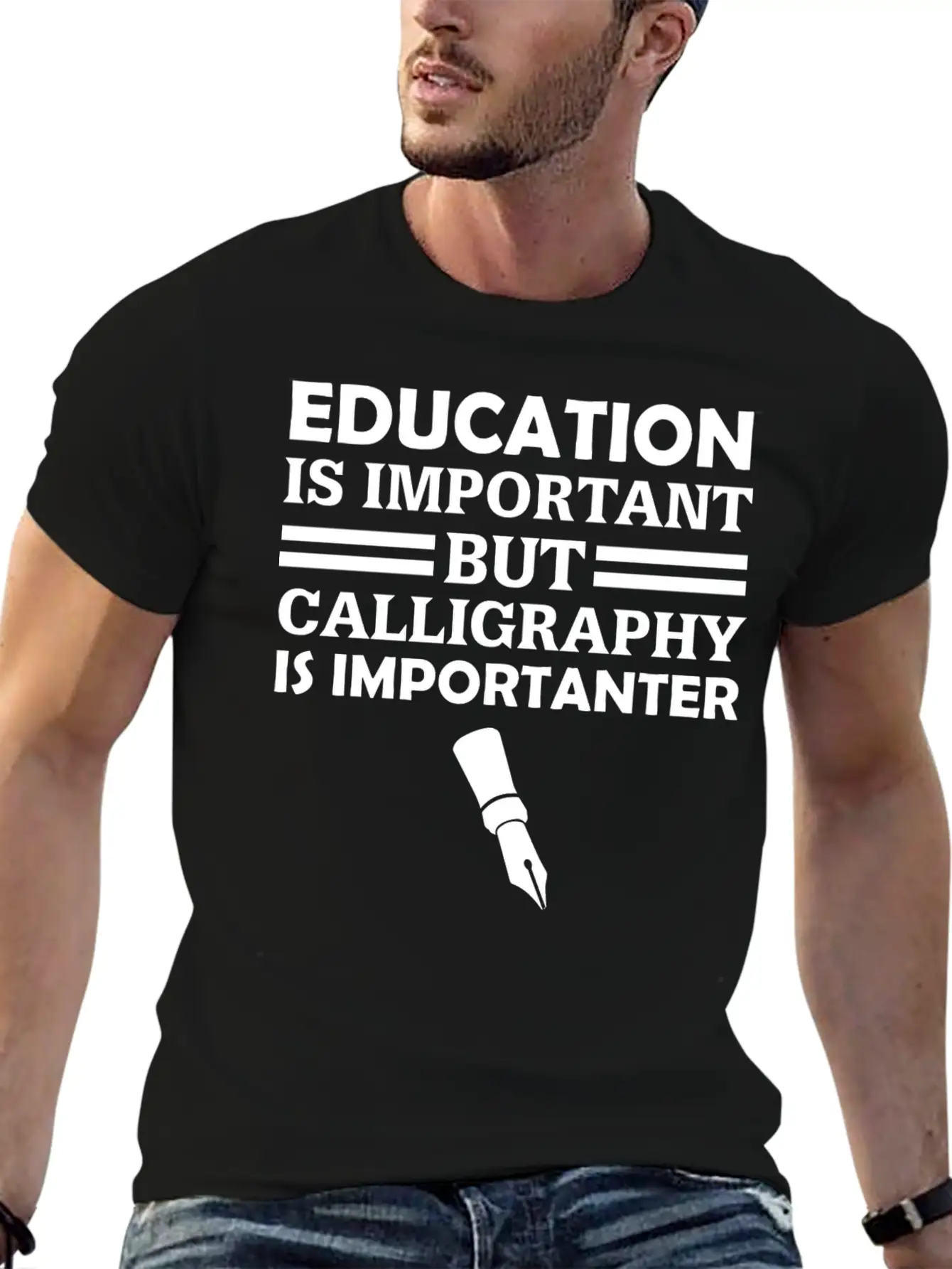 Education Is Important But Calligraphy Is Importan Unisex Short Sleeve Soft Cotton T-Shirt – Casual Everyday Wear