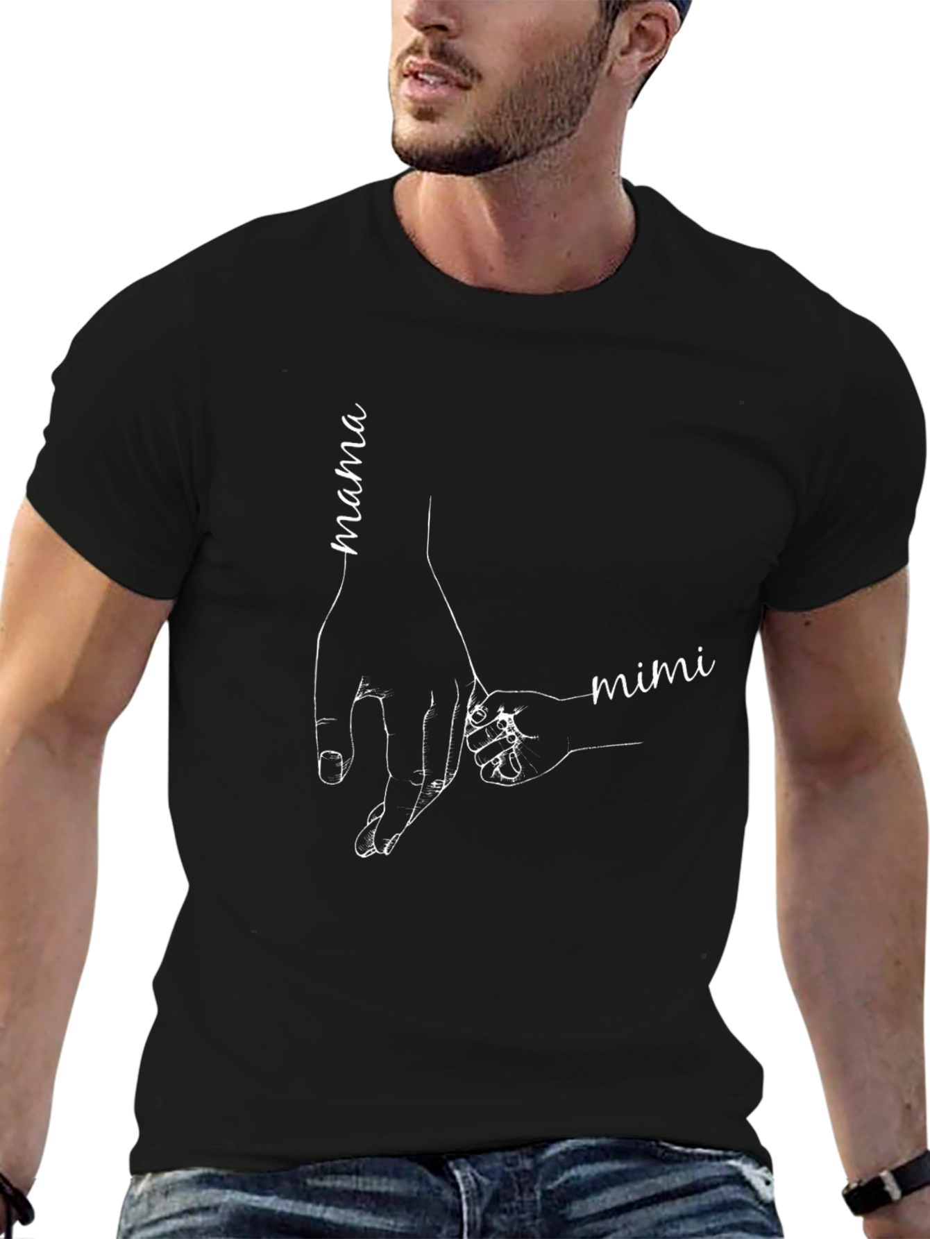 Mama & Mimi Hands T-Shirt - Black Cotton Blend