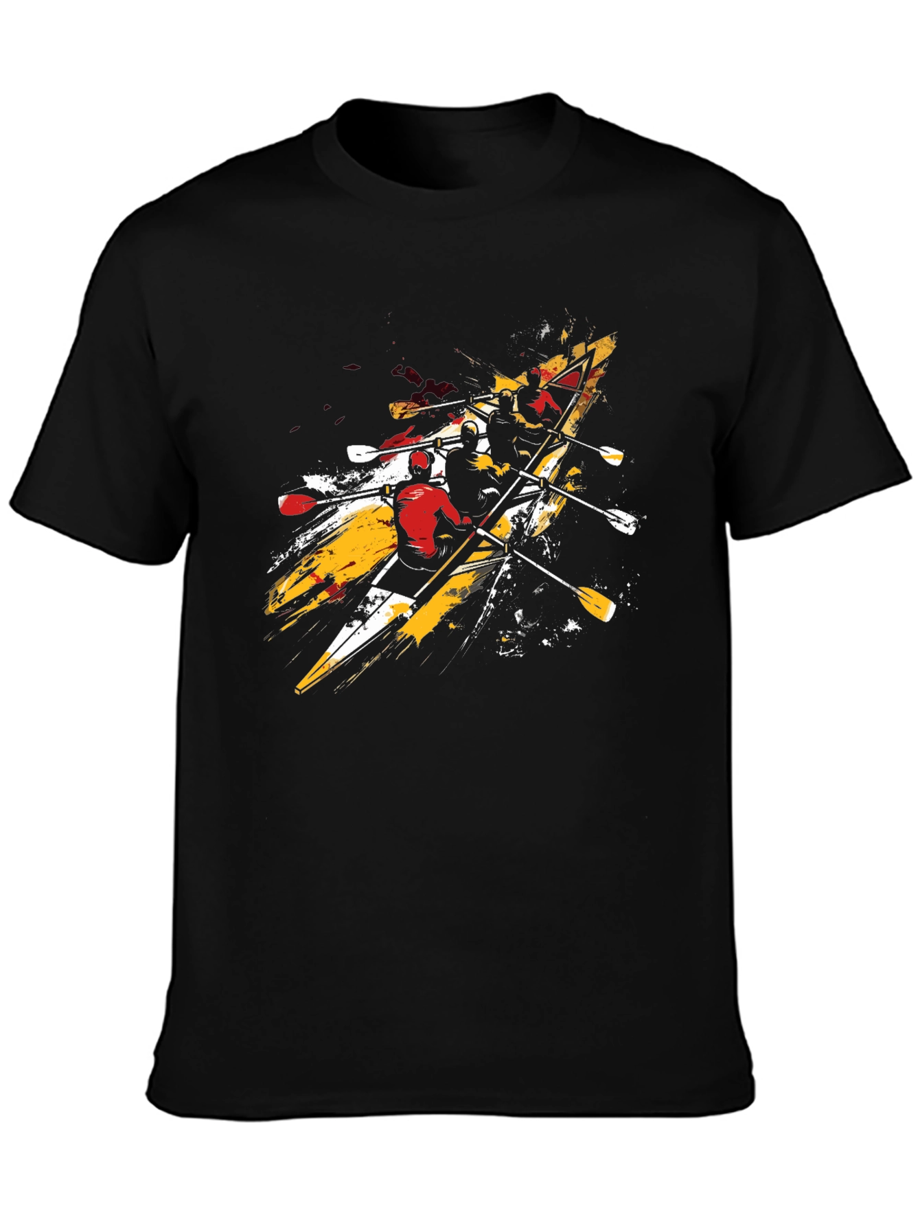 Rowing Team Graphic Tee - Black Cotton T-Shirt