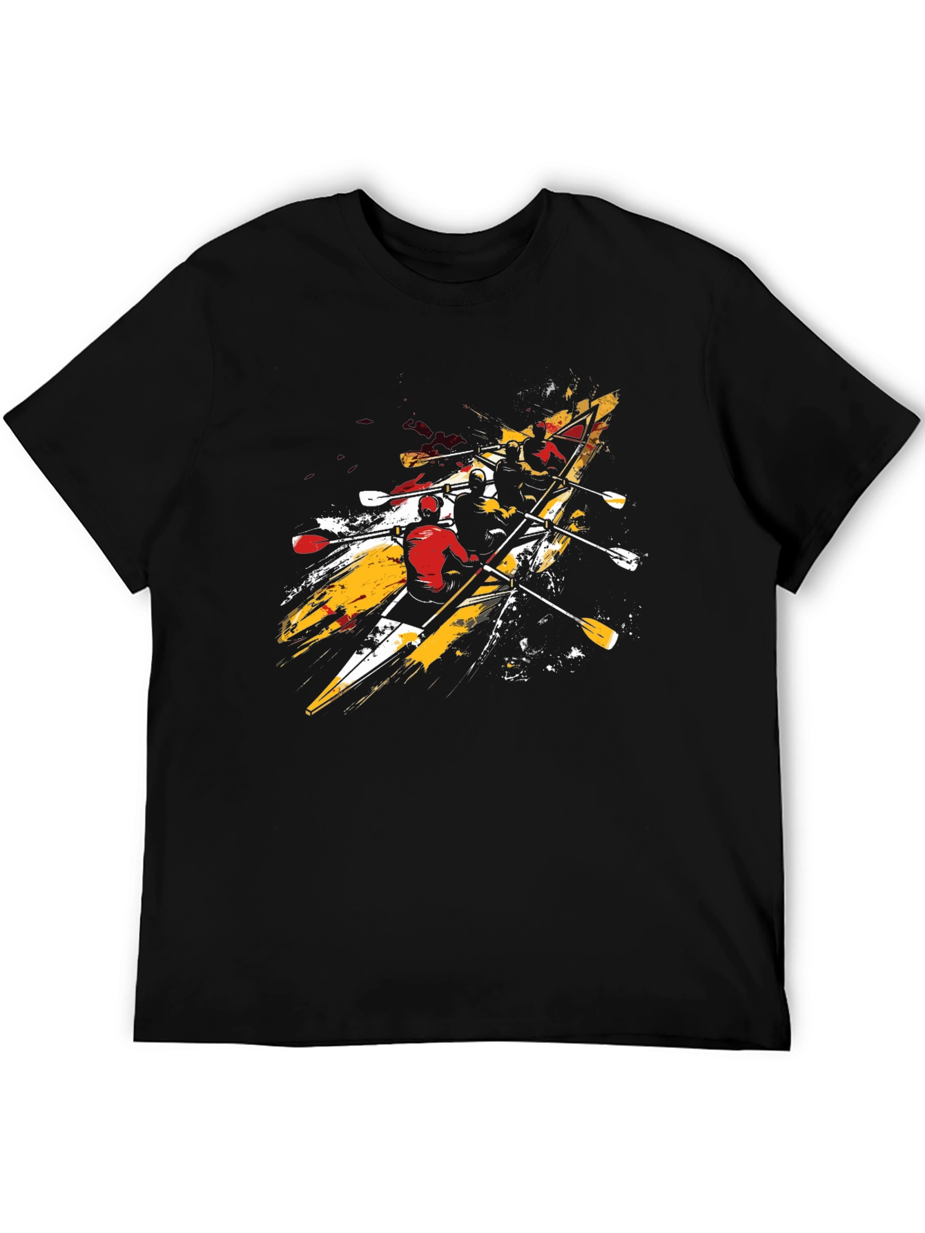 Rowing Team Graphic Tee - Black Cotton T-Shirt