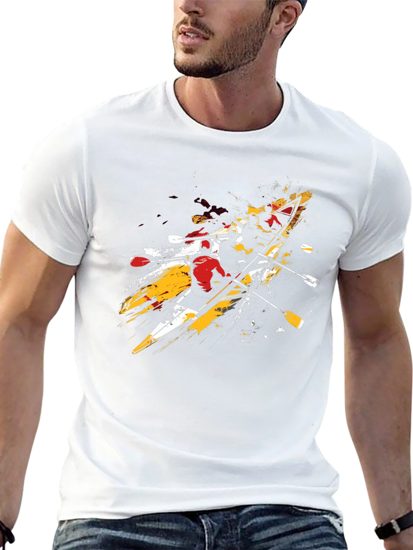 Rowing Team Graphic Tee - Black Cotton T-Shirt