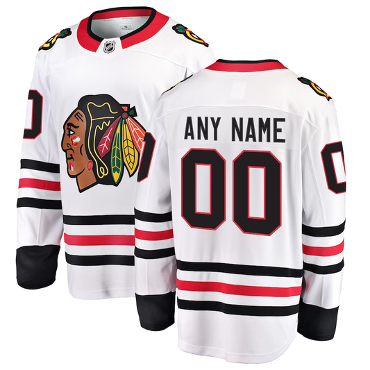 Men's Chicago Blackhawks White Away Breakaway Custom Jerseys
