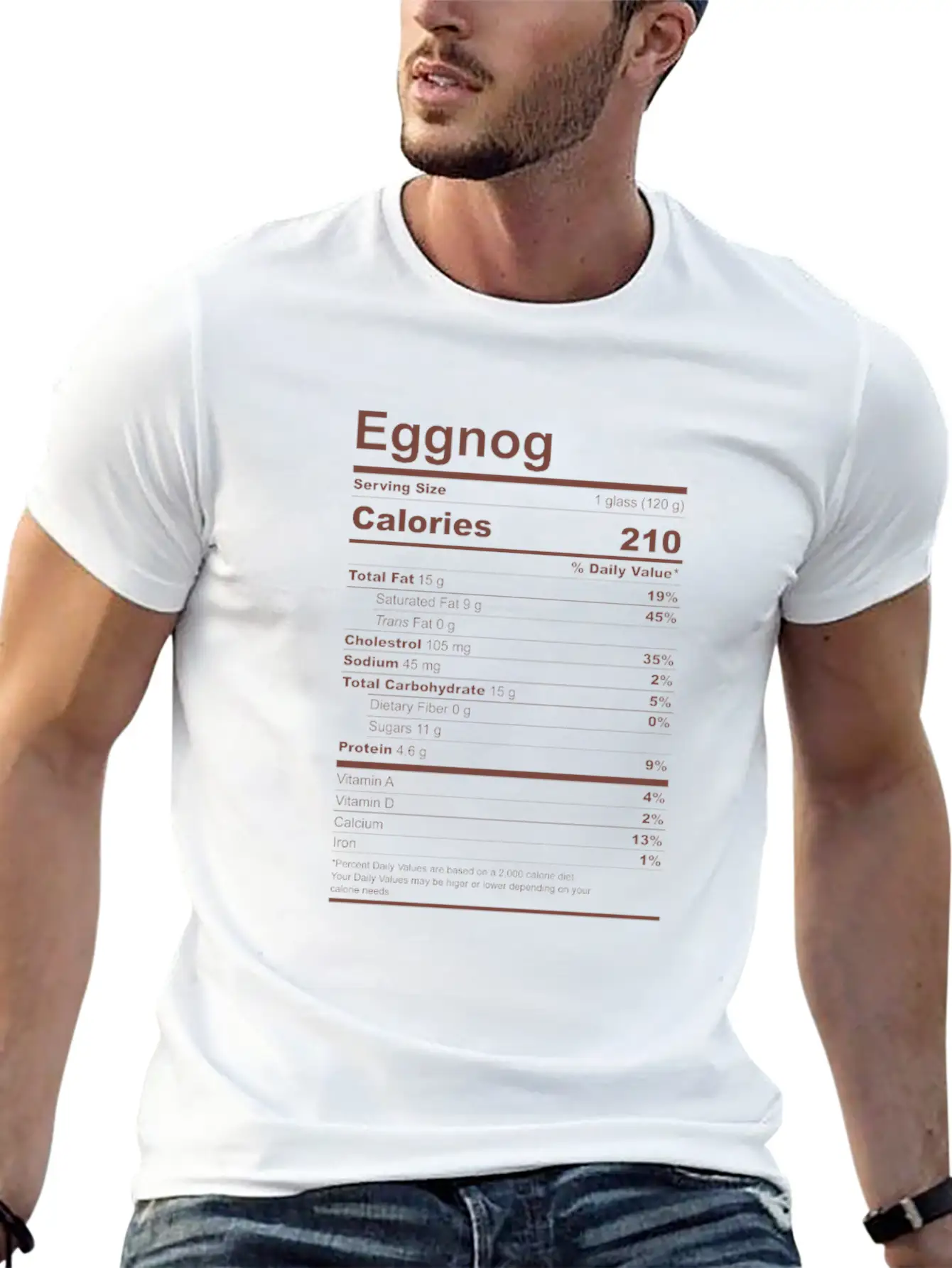 Eggnog Nutritional Facts Funny Family Matching Basic Graphic T-Shirt – Daily Comfort In Soft Cotton