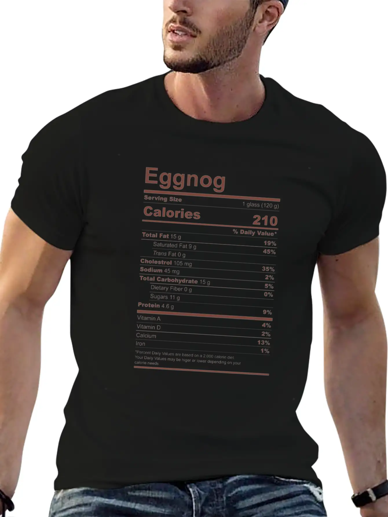 Eggnog Nutritional Facts Funny Family Matching Basic Graphic T-Shirt – Daily Comfort In Soft Cotton