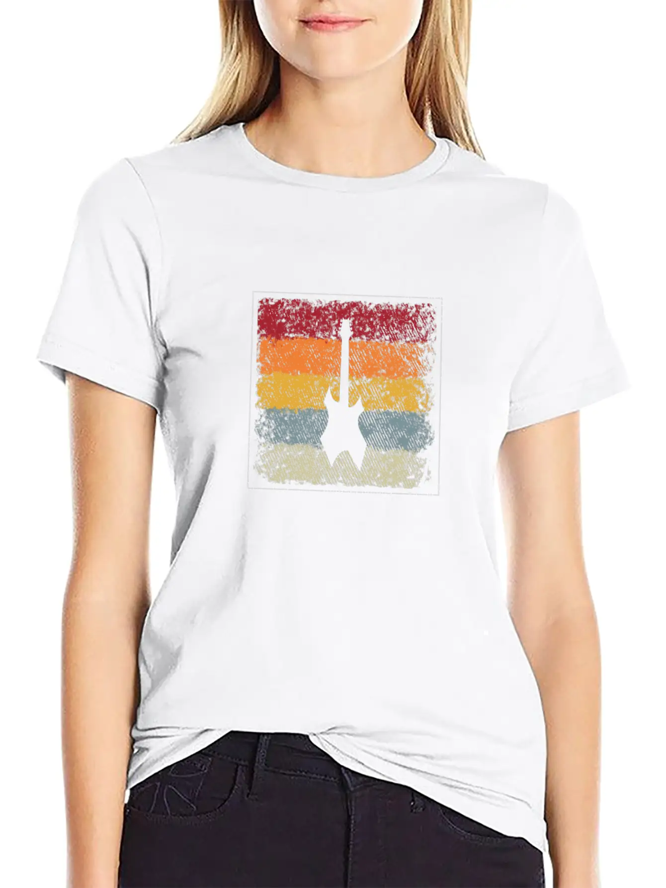 Eguitar Retro Comfortable Minimalist Graphic Tee – Summer Style Essential