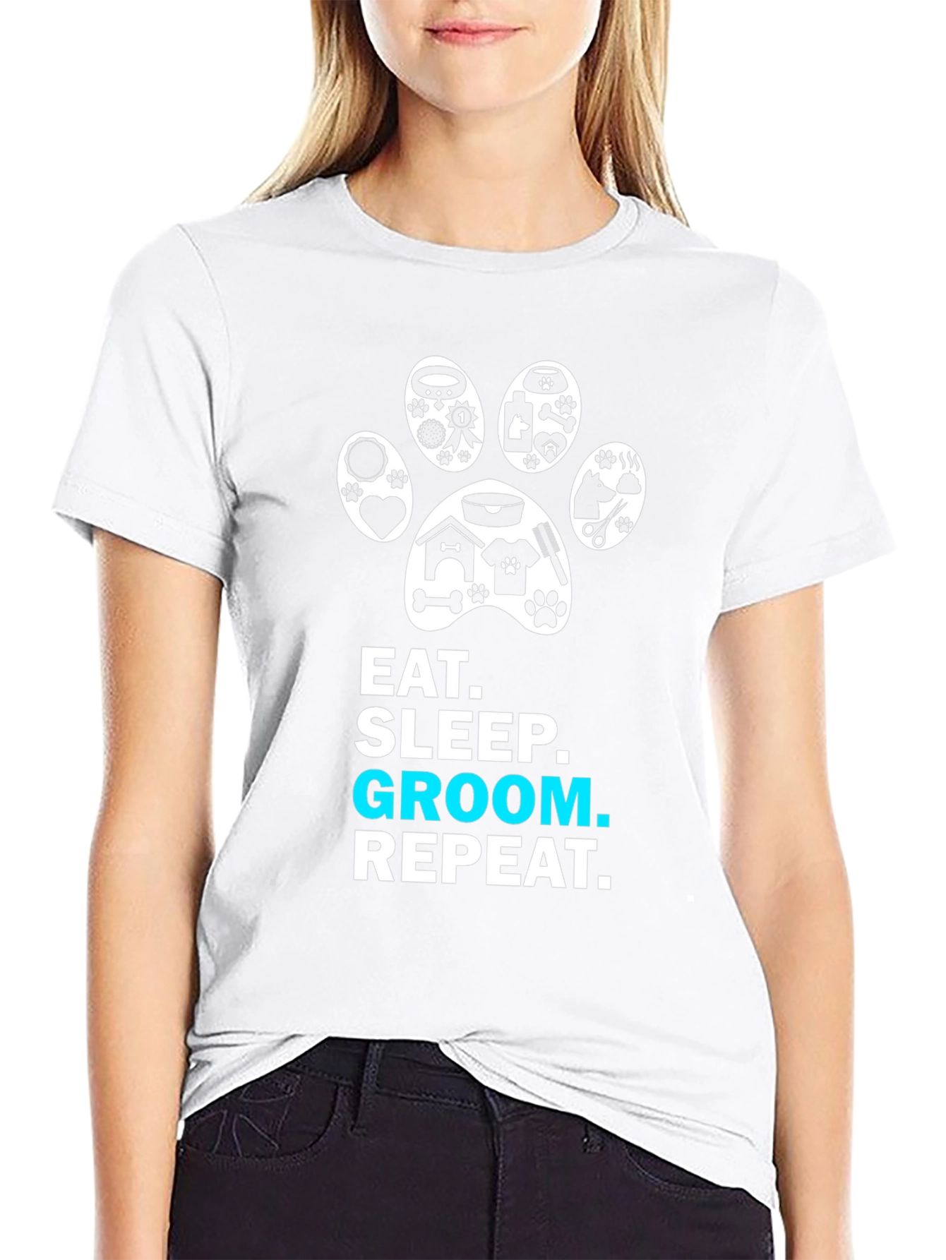 Eat Sleep Groom Repeat Dog Lover T-Shirt