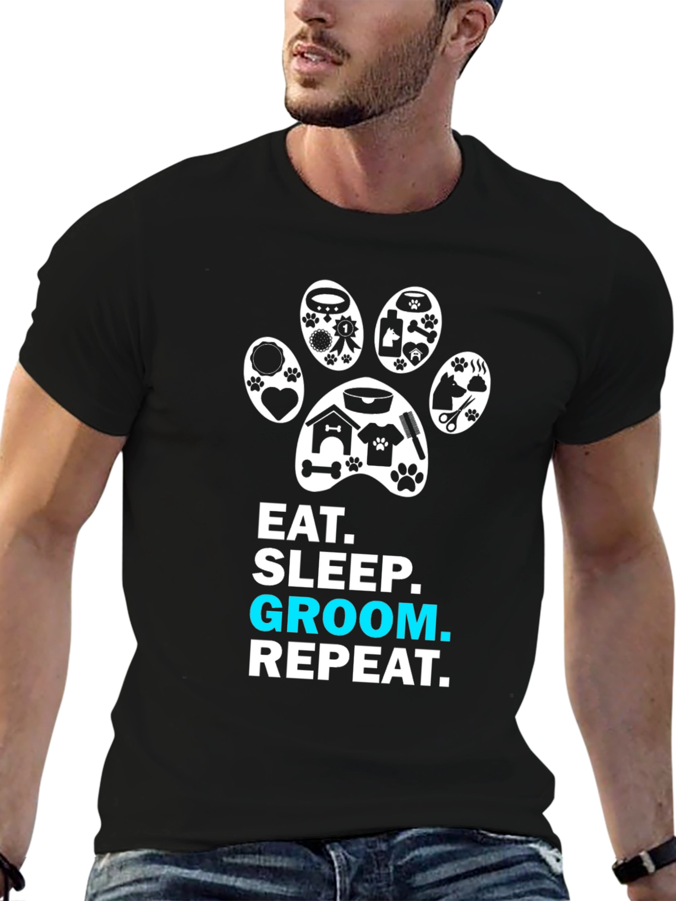 Eat Sleep Groom Repeat Dog Lover T-Shirt
