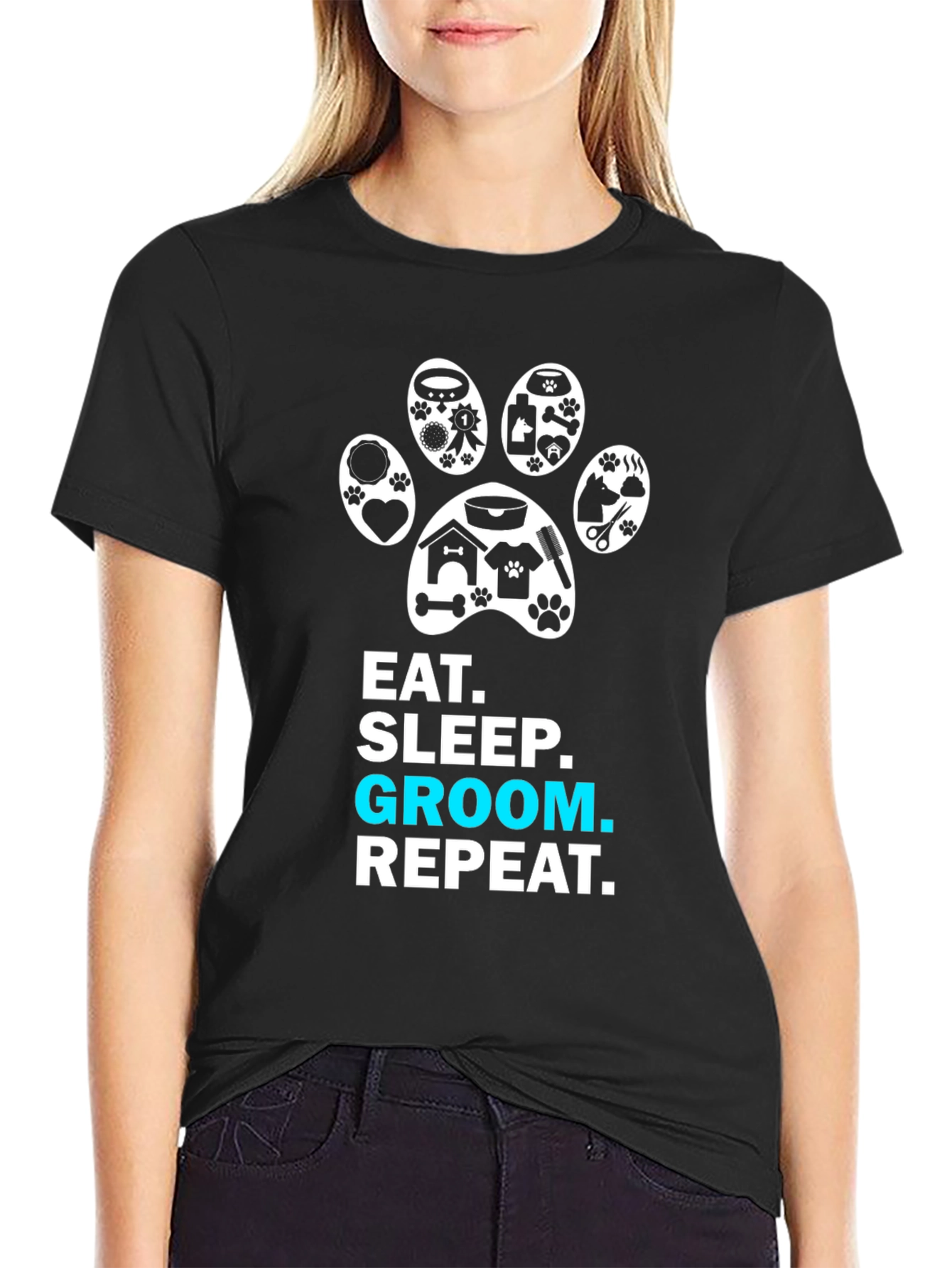 Eat Sleep Groom Repeat Dog Lover T-Shirt