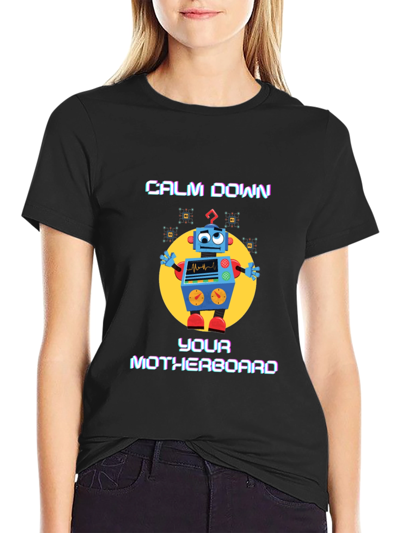Calm Down Motherboard Robot T-Shirt