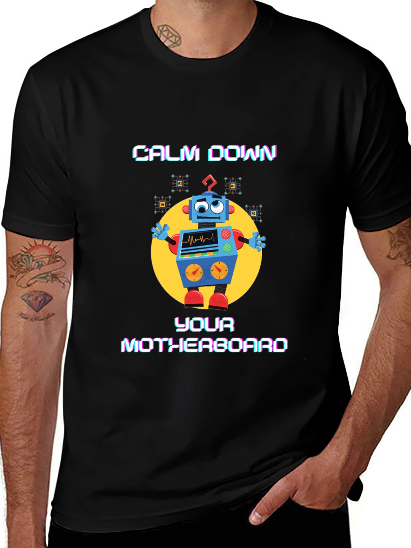 Calm Down Motherboard Robot T-Shirt