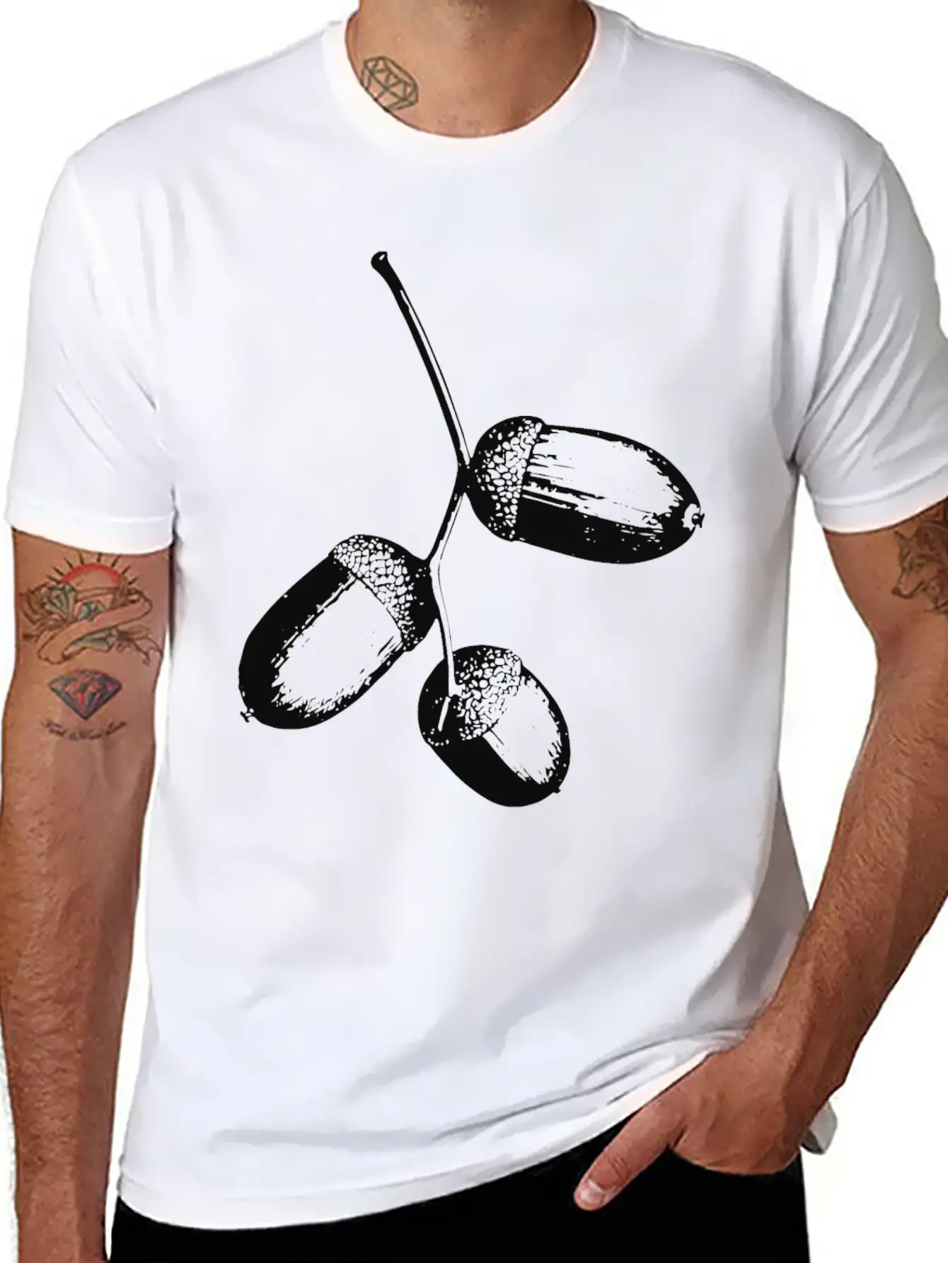 Eicheln-fruechte-eiche-1 Stylish Everyday T-Shirt – Unisex Basic Cotton Tee