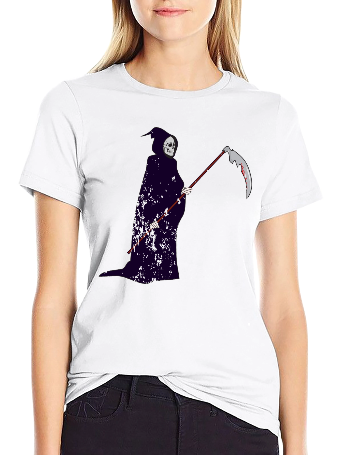 Grim Reaper Graphic Tee - Gothic Style Black T-Shirt