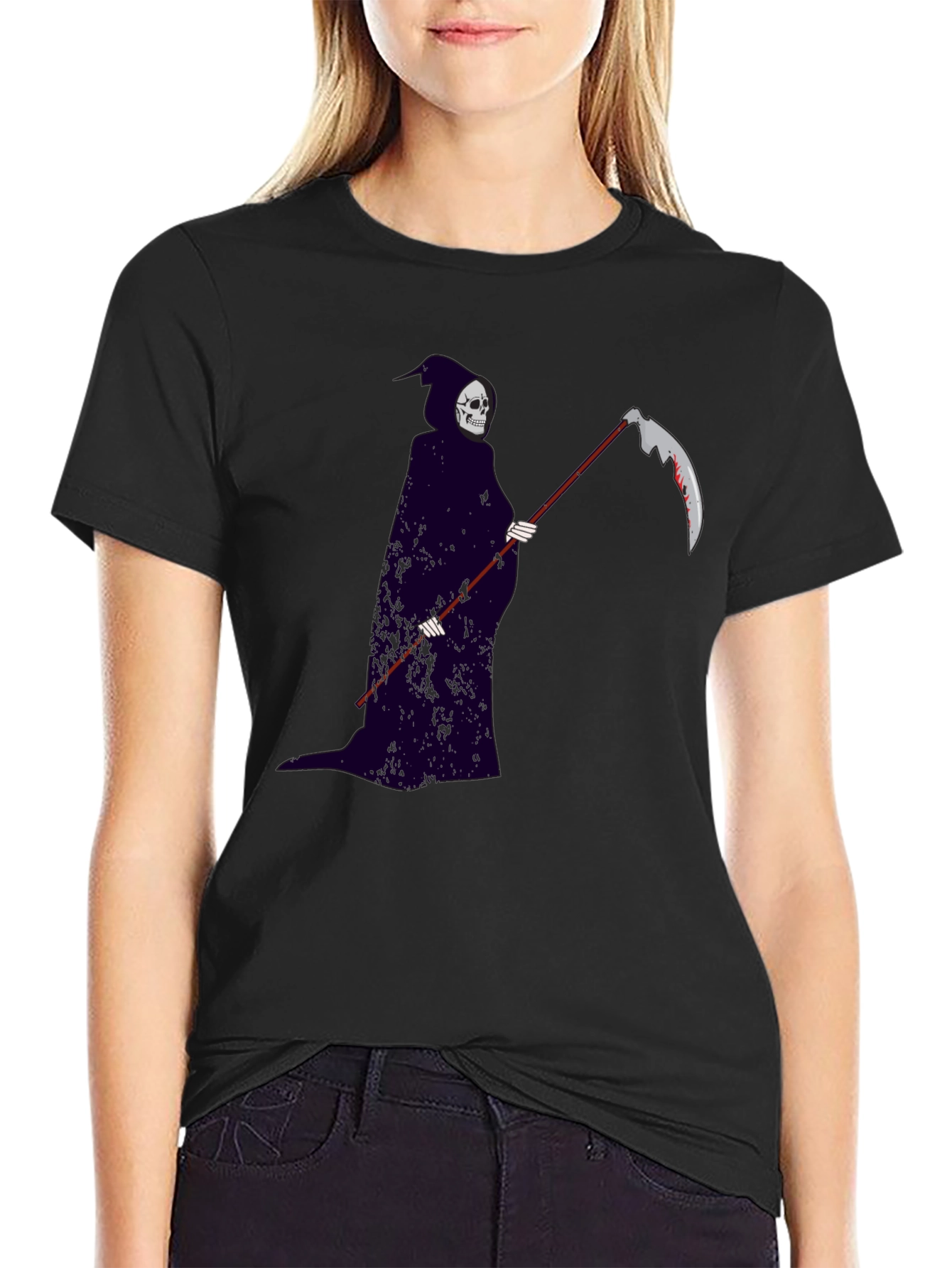 Grim Reaper Graphic Tee - Gothic Style Black T-Shirt