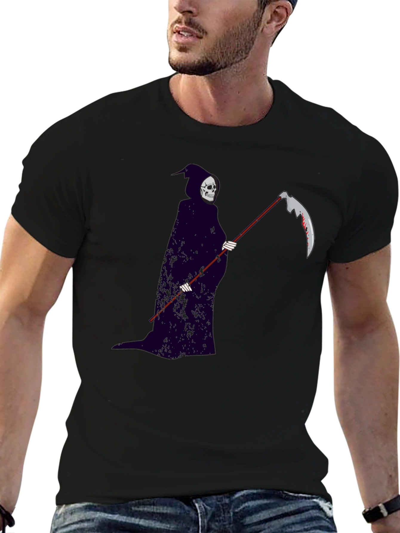 Grim Reaper Graphic Tee - Gothic Style Black T-Shirt