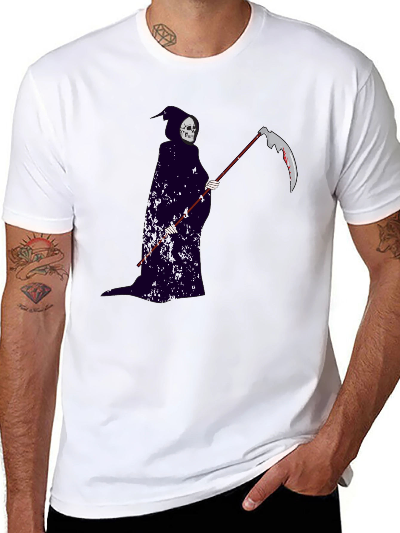 Grim Reaper Graphic Tee - Gothic Style Black T-Shirt