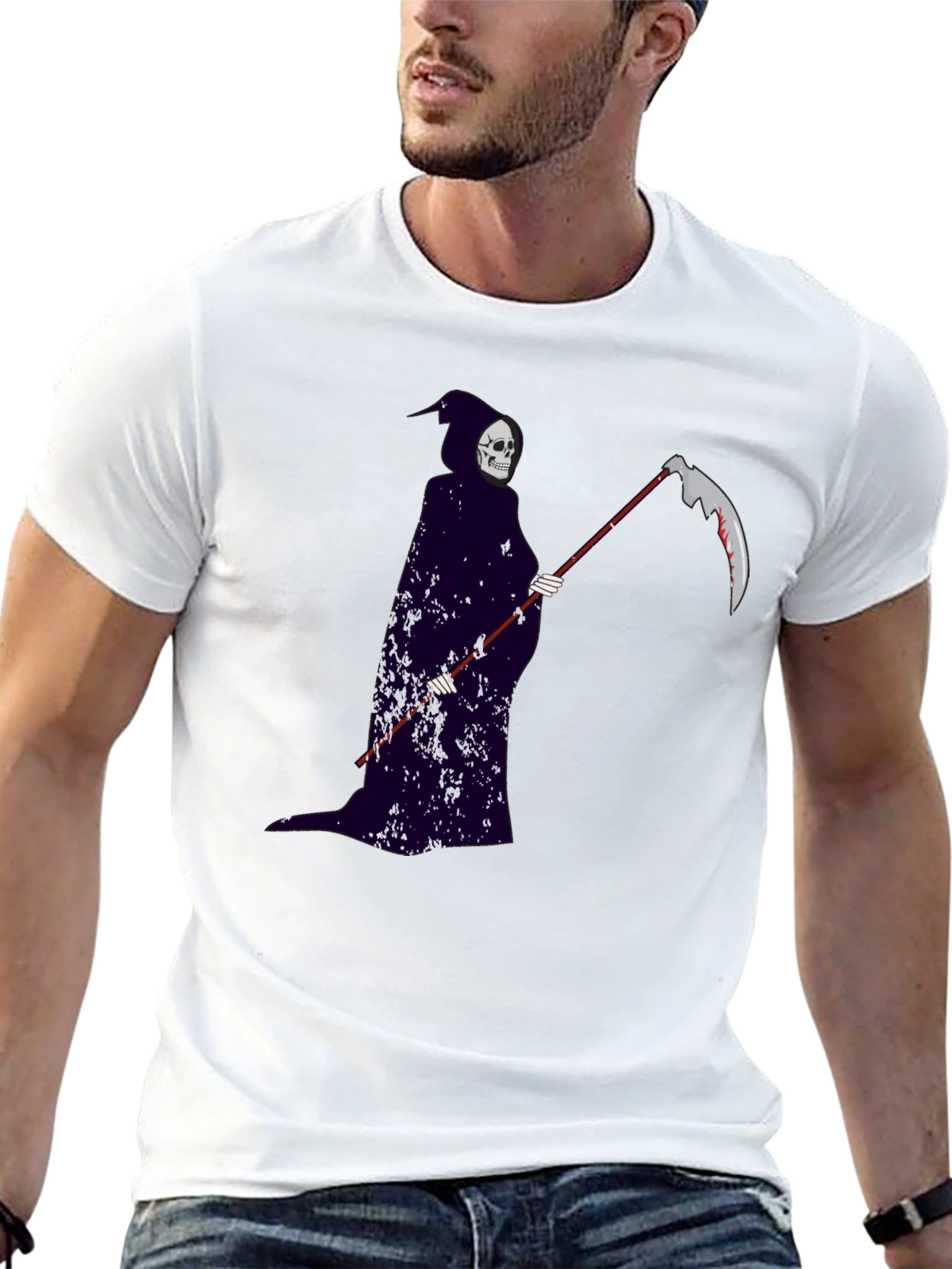 Grim Reaper Graphic Tee - Gothic Style Black T-Shirt