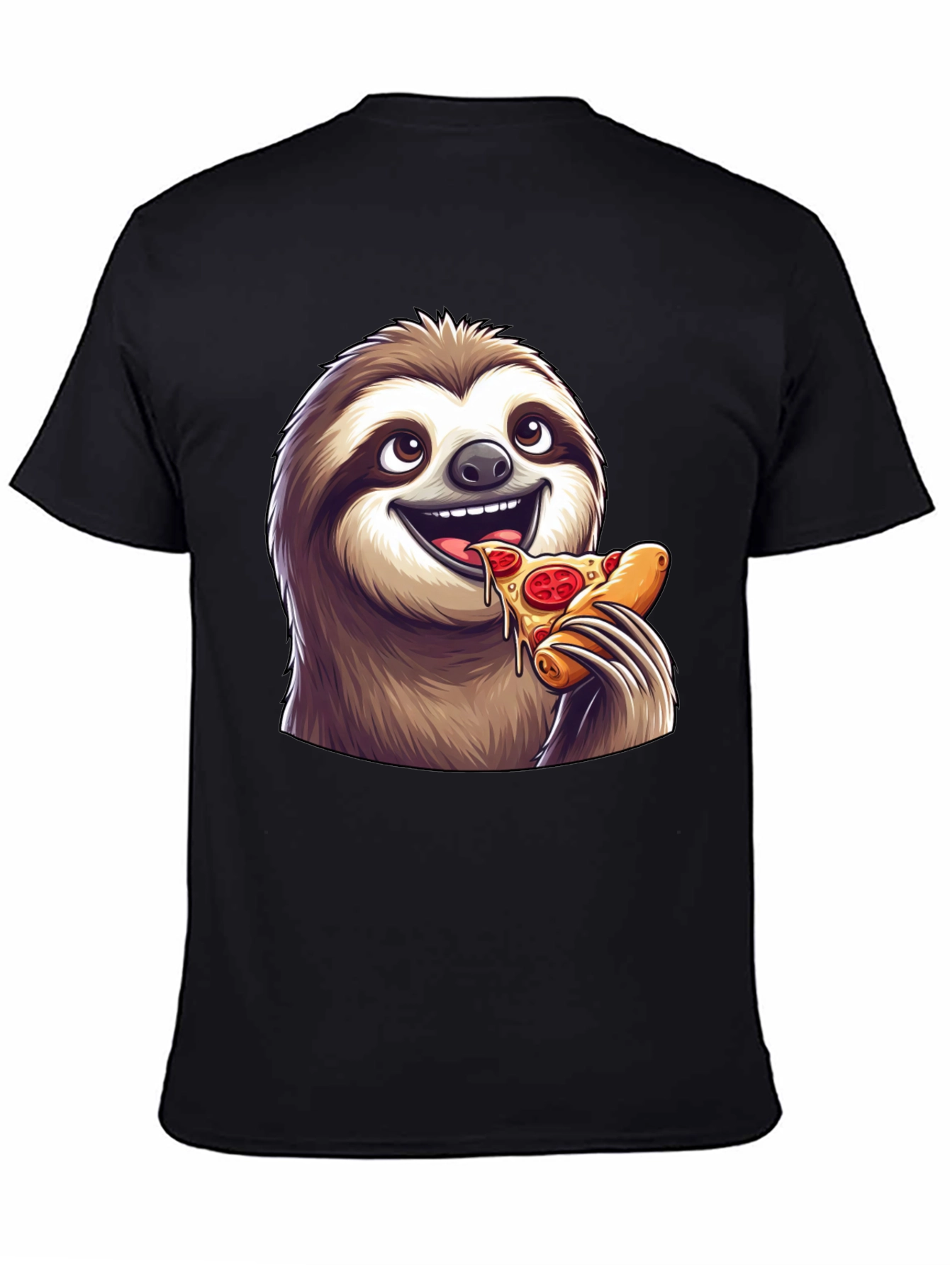 Sloth Eating Pizza Graphic Tee - Funny Cartoon T-Shirt