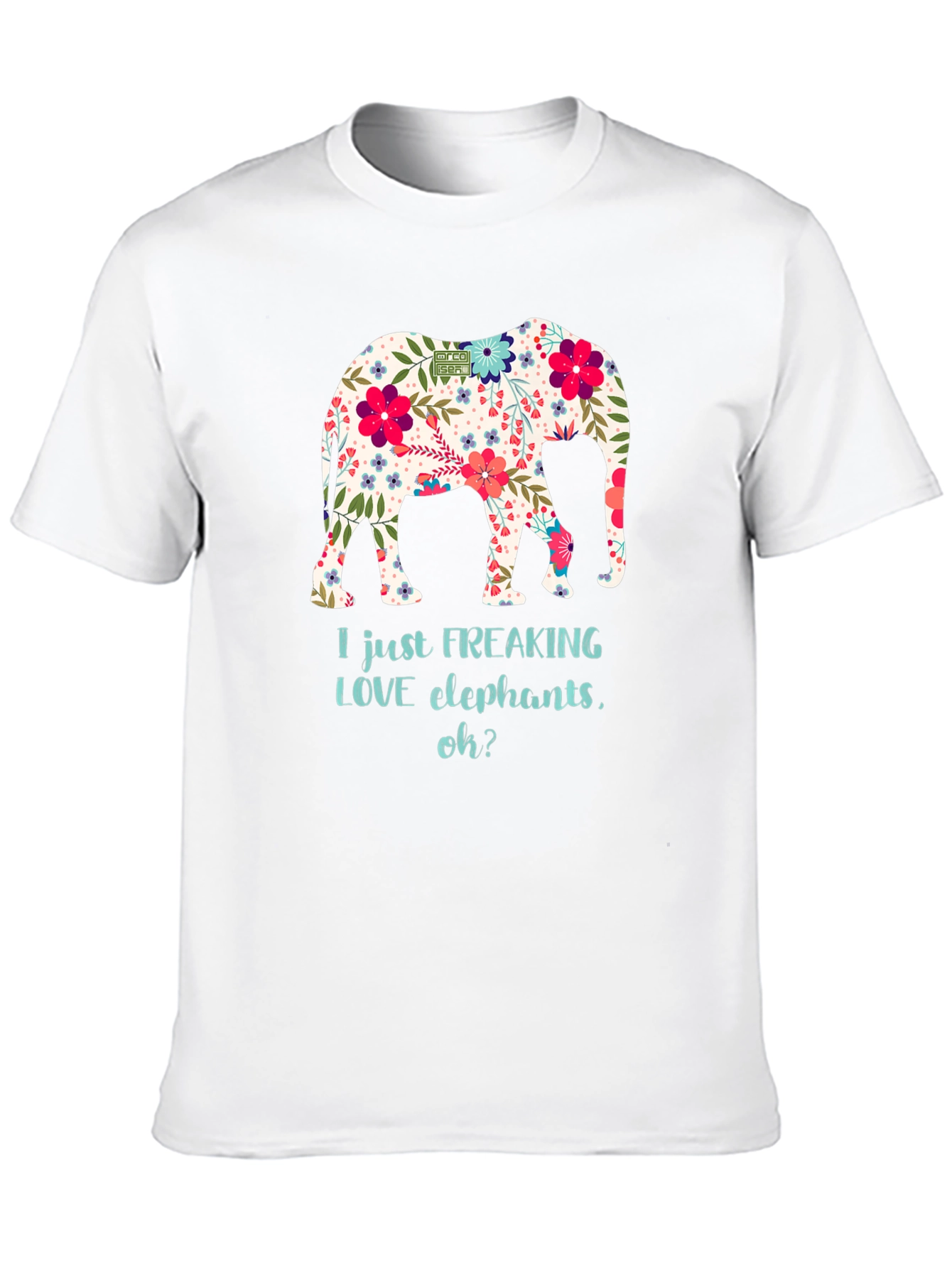 Floral Elephant Graphic T-Shirt - I LOVE Elephants