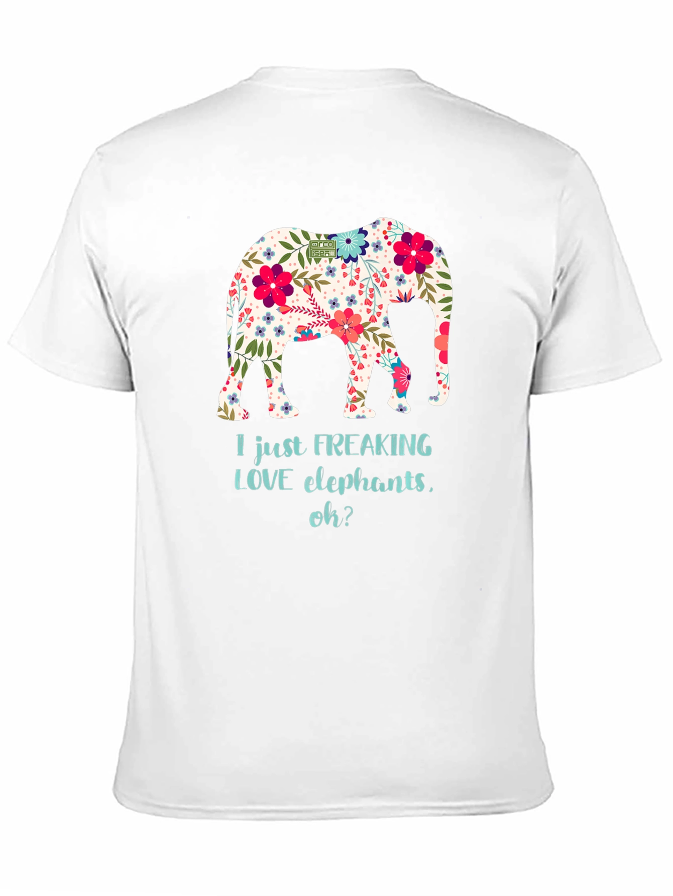 Floral Elephant Graphic T-Shirt - I LOVE Elephants