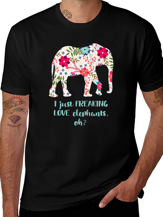Floral Elephant Graphic T-Shirt - I LOVE Elephants