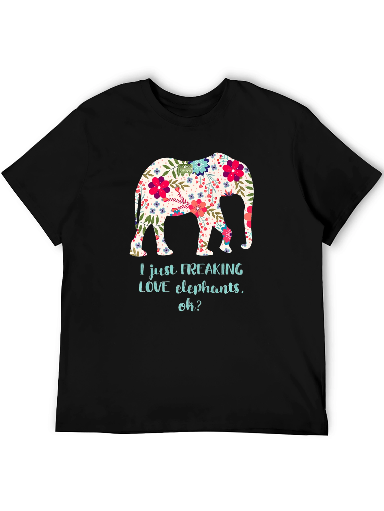 Floral Elephant Graphic T-Shirt - I LOVE Elephants