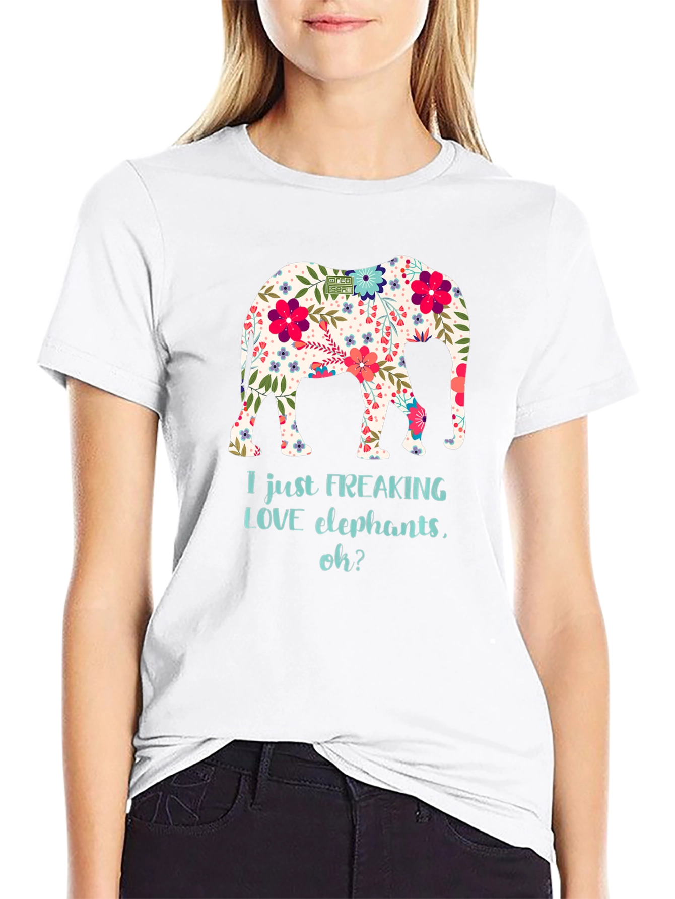 Floral Elephant Graphic T-Shirt - I LOVE Elephants