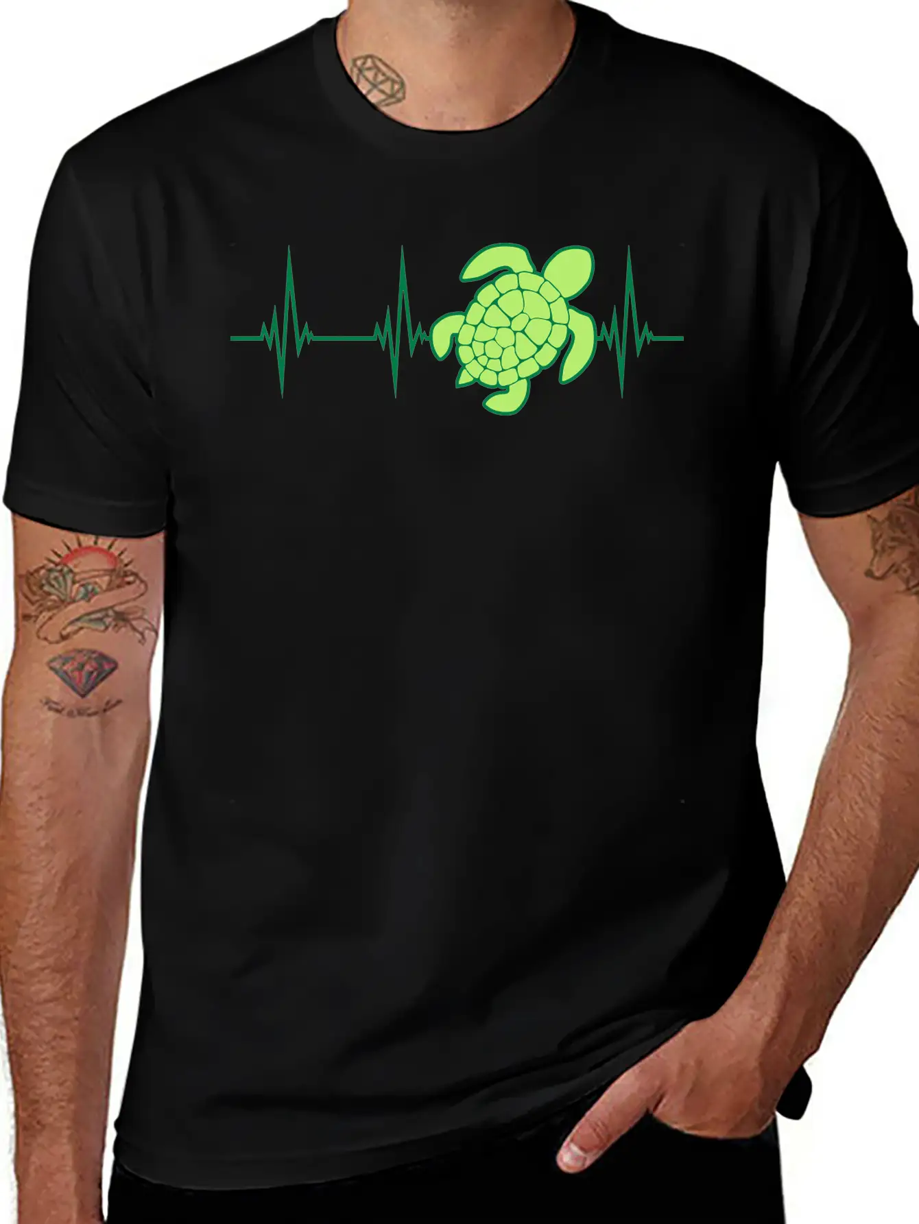 EKG Heartbeat Sea Stylish Everyday T-Shirt – Unisex Basic Cotton Tee