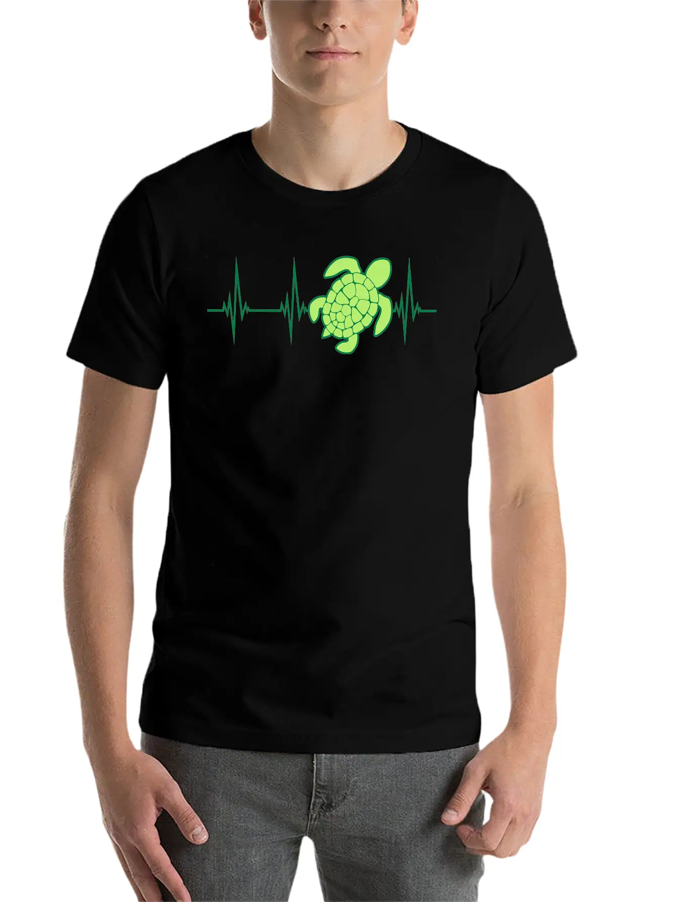 EKG Heartbeat Sea Stylish Everyday T-Shirt – Unisex Basic Cotton Tee
