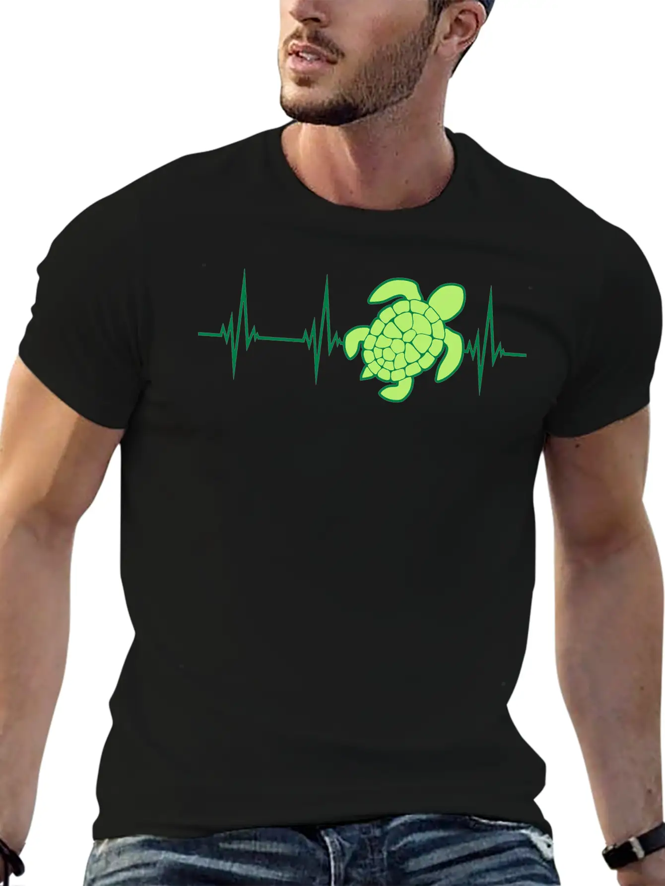 EKG Heartbeat Sea Stylish Everyday T-Shirt – Unisex Basic Cotton Tee