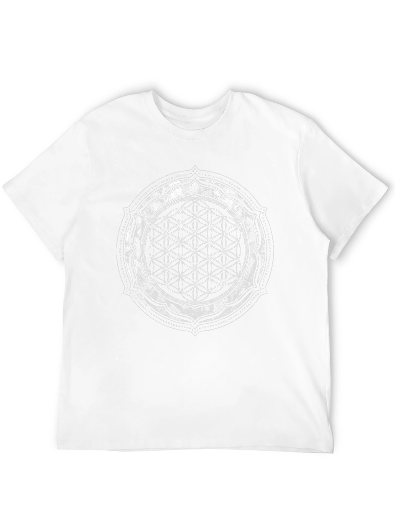 Mens Black T-Shirt with Flower of Life Design