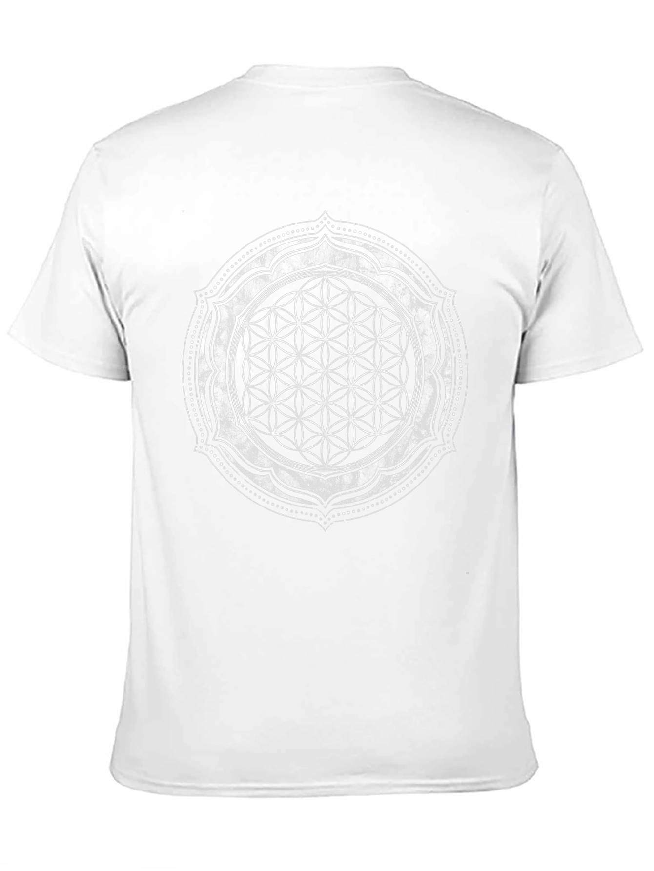 Mens Black T-Shirt with Flower of Life Design