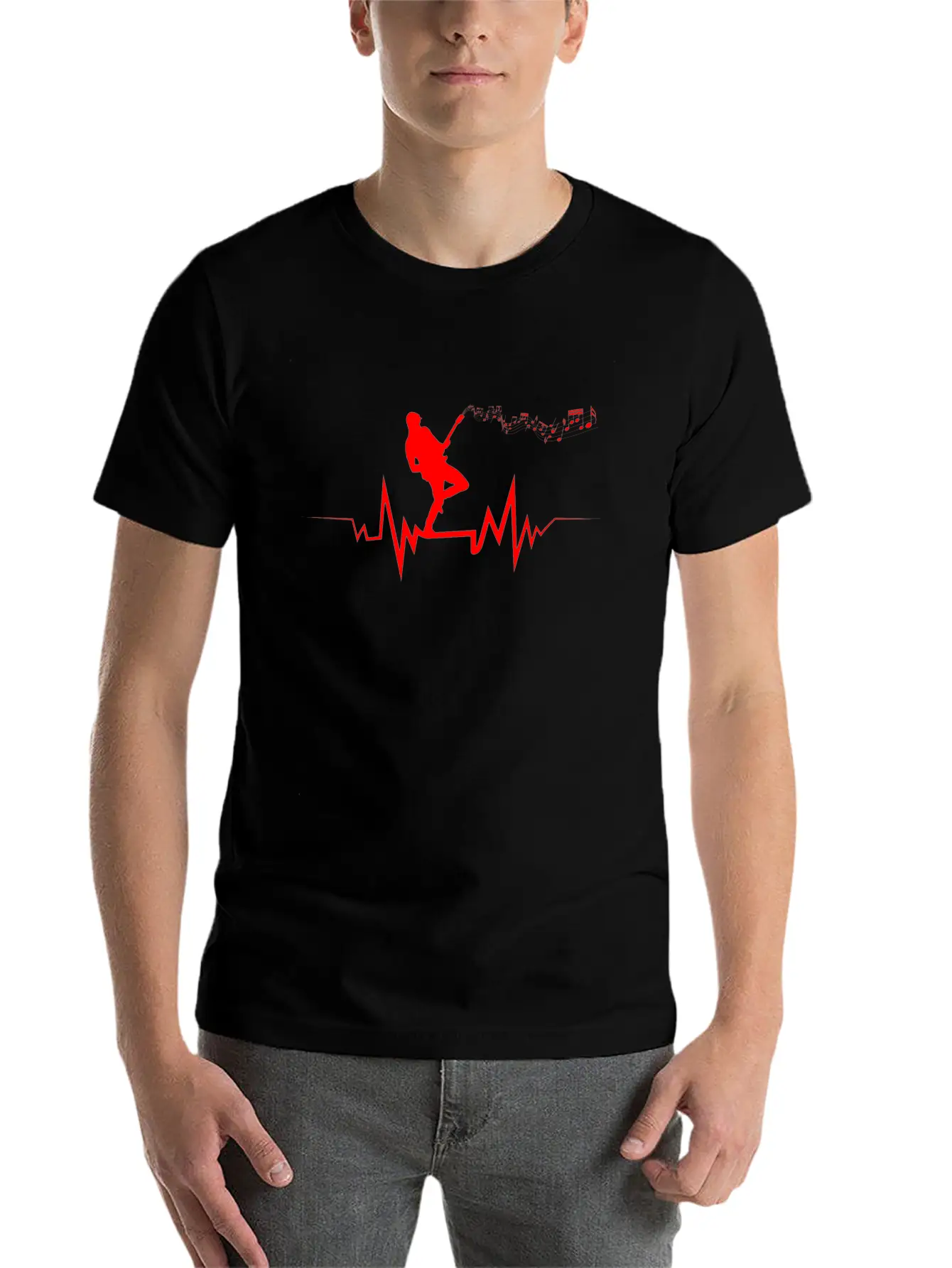 Electric Guitar Heartbeat Cool Gift For Guitarists Timeless Short Sleeve Tee – Comfy And Minimalist Design
