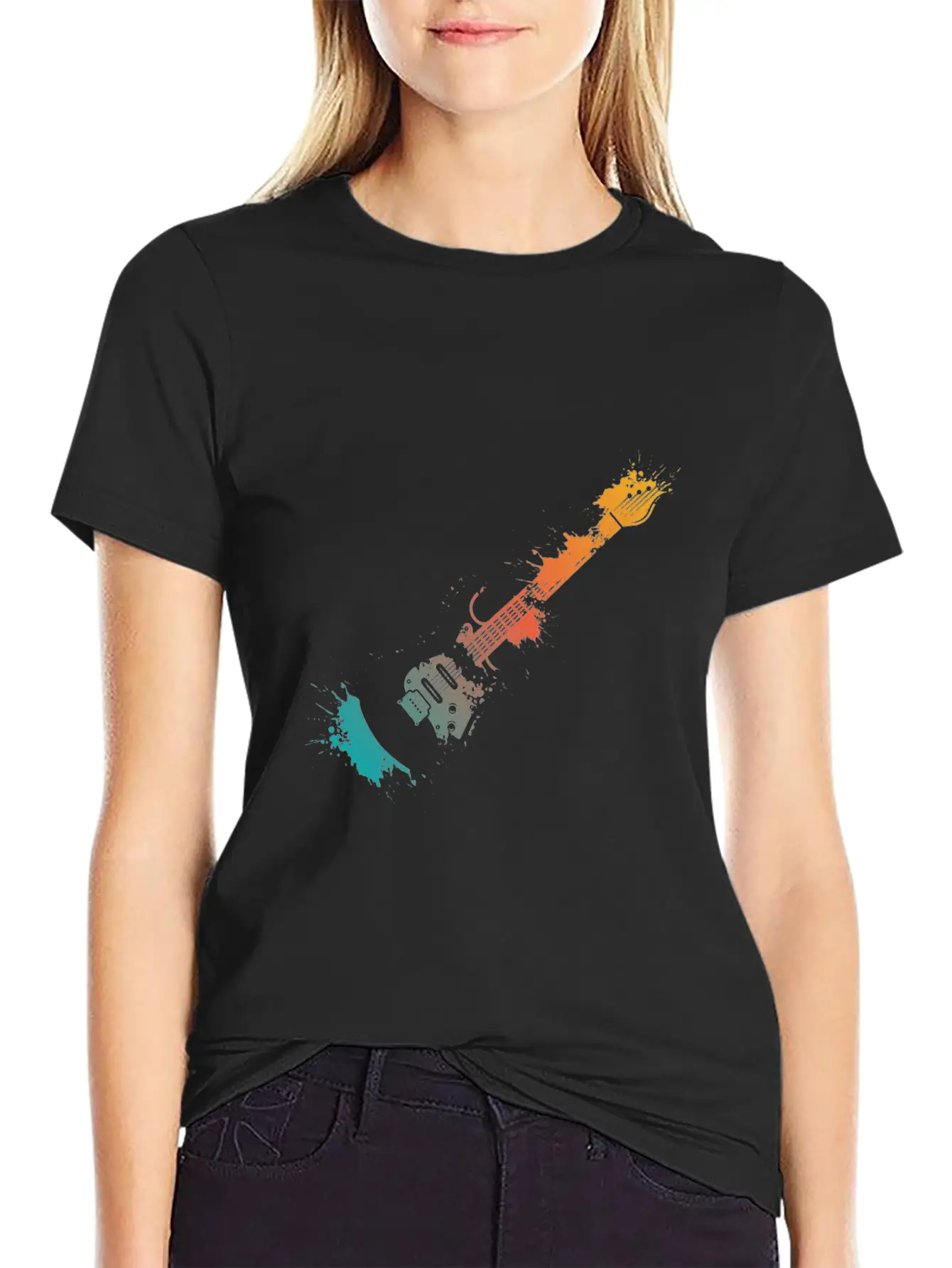 Electric Guitar Splash Essential Unisex Summer Tee – Soft Cotton Casual Fit