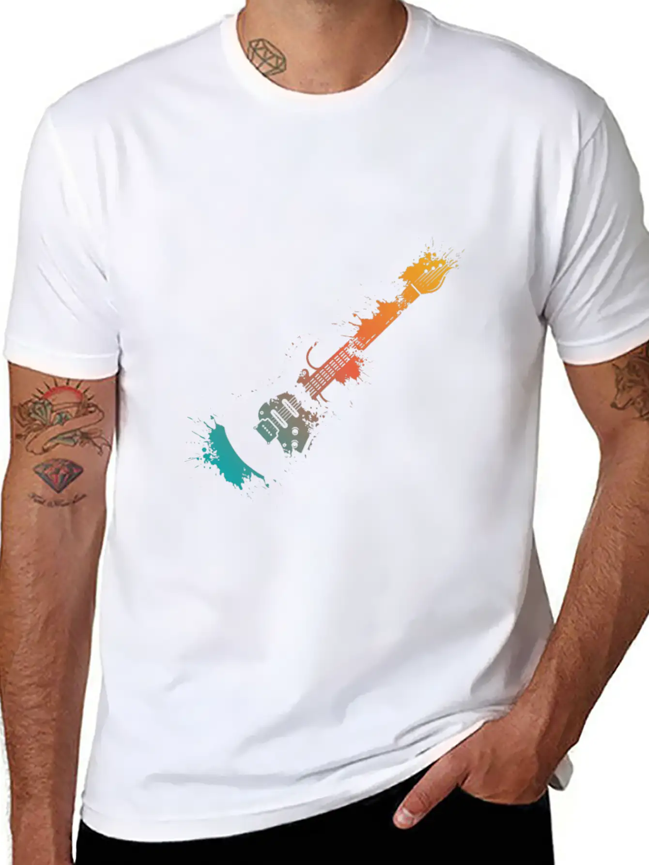 Electric Guitar Splash Essential Unisex Summer Tee – Soft Cotton Casual Fit