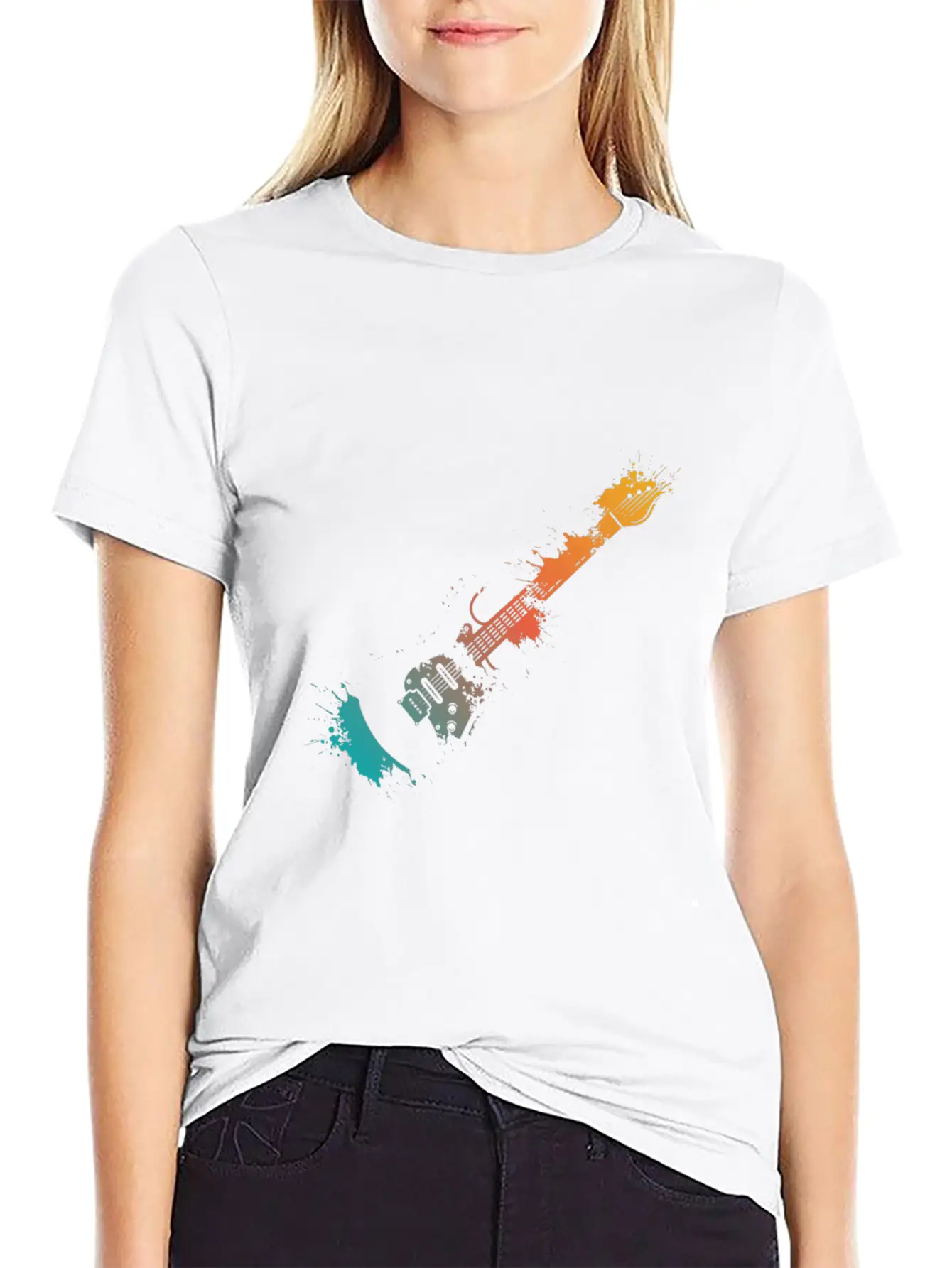 Electric Guitar Splash Essential Unisex Summer Tee – Soft Cotton Casual Fit